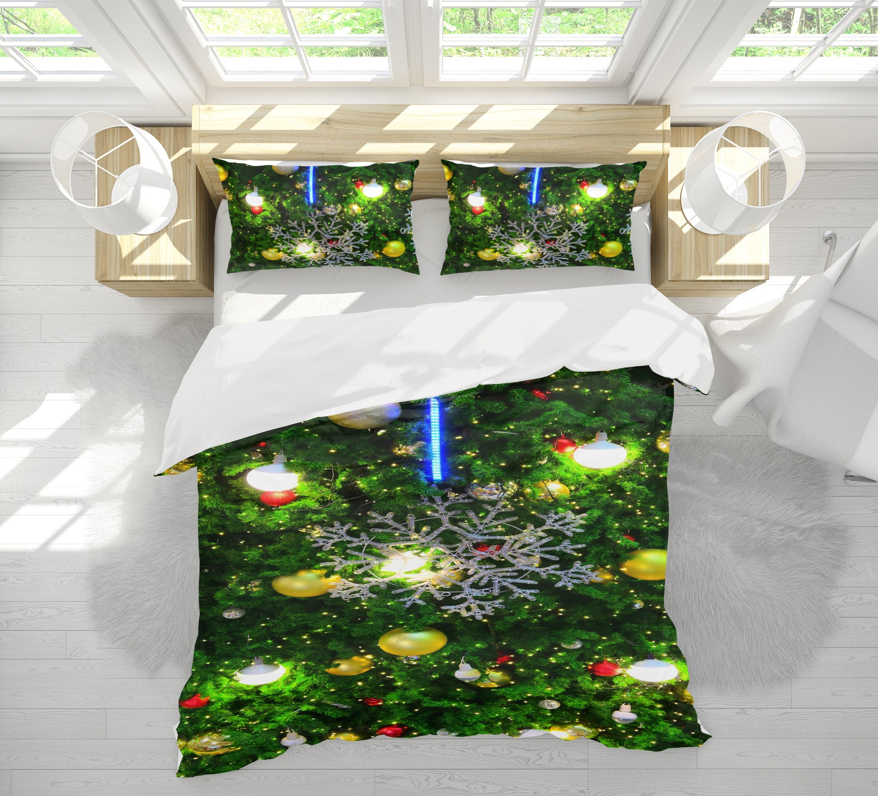 3D Tree Snow Globe Ball Pendant 53038 Christmas Quilt Duvet Cover Xmas Bed Pillowcases