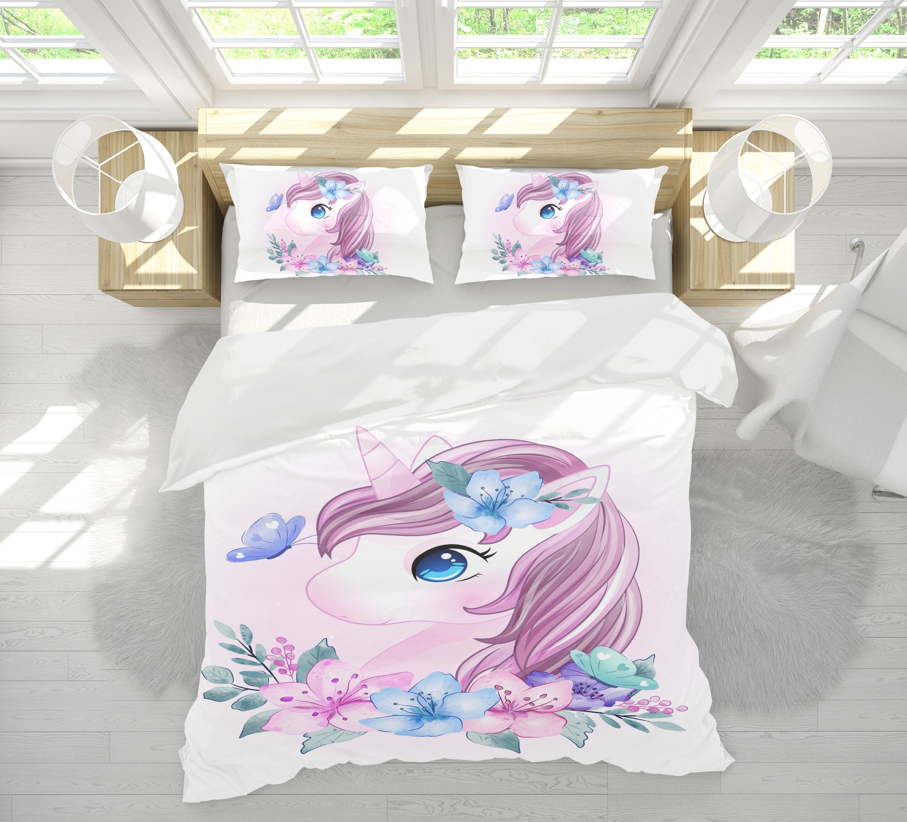 3D Flowers Unicorn 63232 Bed Pillowcases Quilt