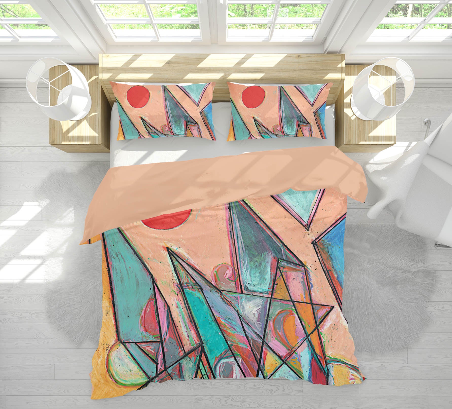 3D Color Geometry 125 Allan P. Friedlander Bedding Bed Pillowcases Quilt