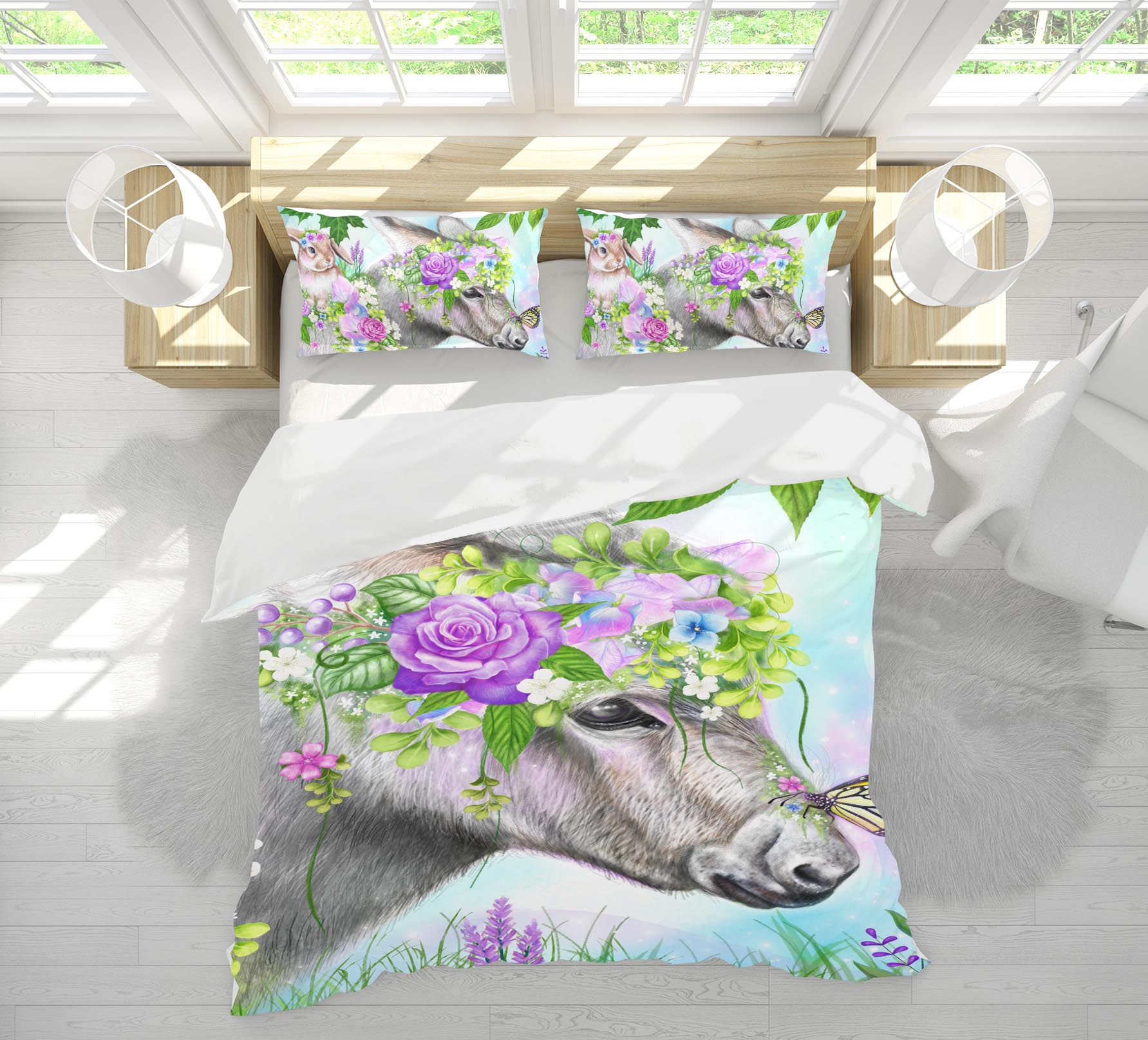3D Flower Bunny Butterfly 8616 Sheena Pike Bedding Bed Pillowcases Quilt Cover Duvet Cover