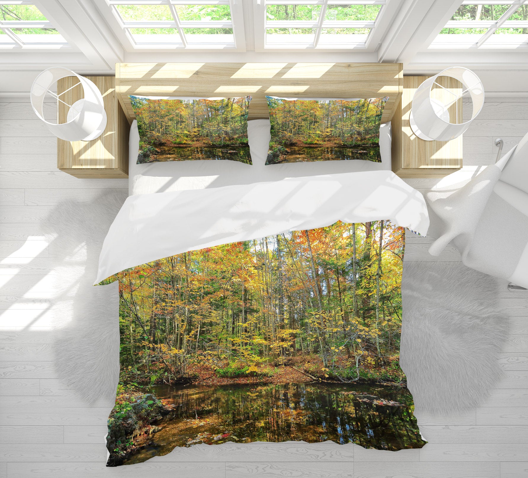 3D Pond Reflections 62192 Kathy Barefield Bedding Bed Pillowcases Quilt