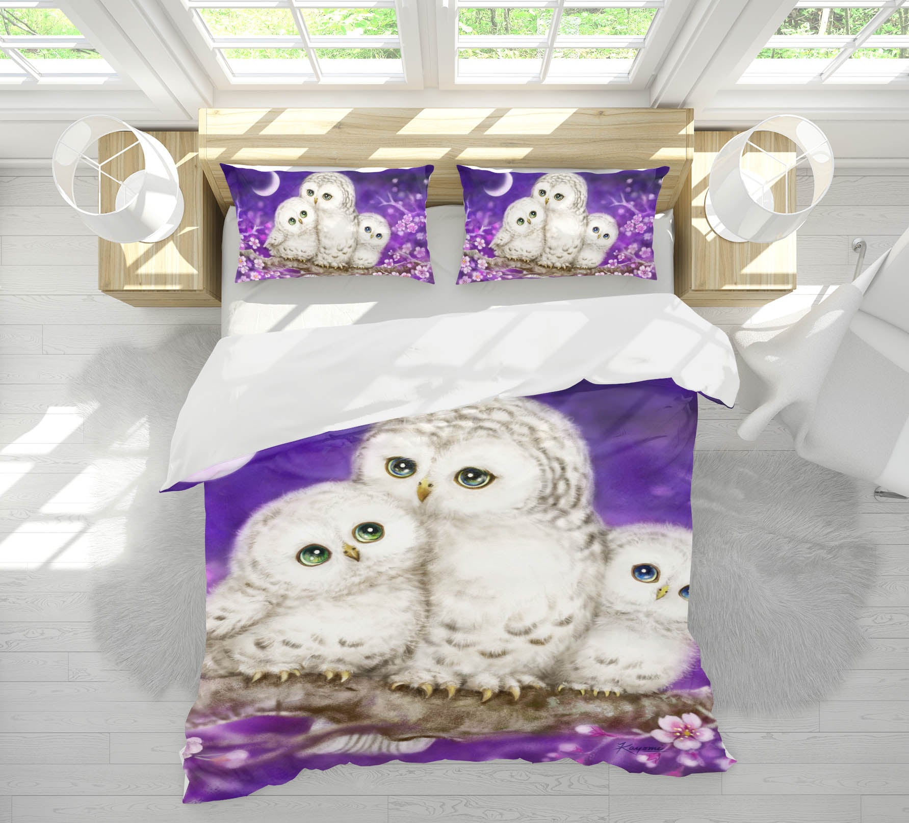3D Owl Family 5946 Kayomi Harai Bedding Bed Pillowcases Quilt Cover Duvet Cover