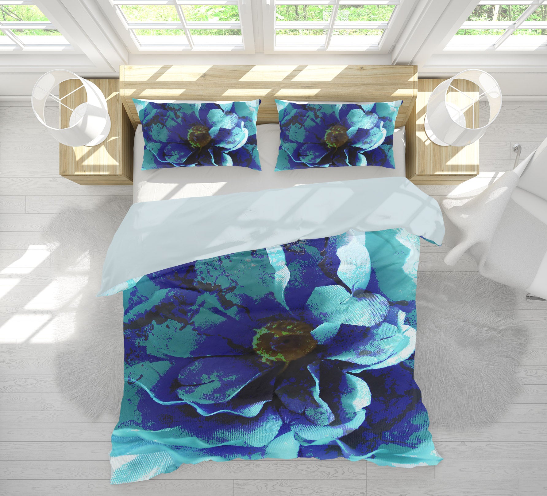 3D Blue Flower 70186 Shandra Smith Bedding Bed Pillowcases Quilt