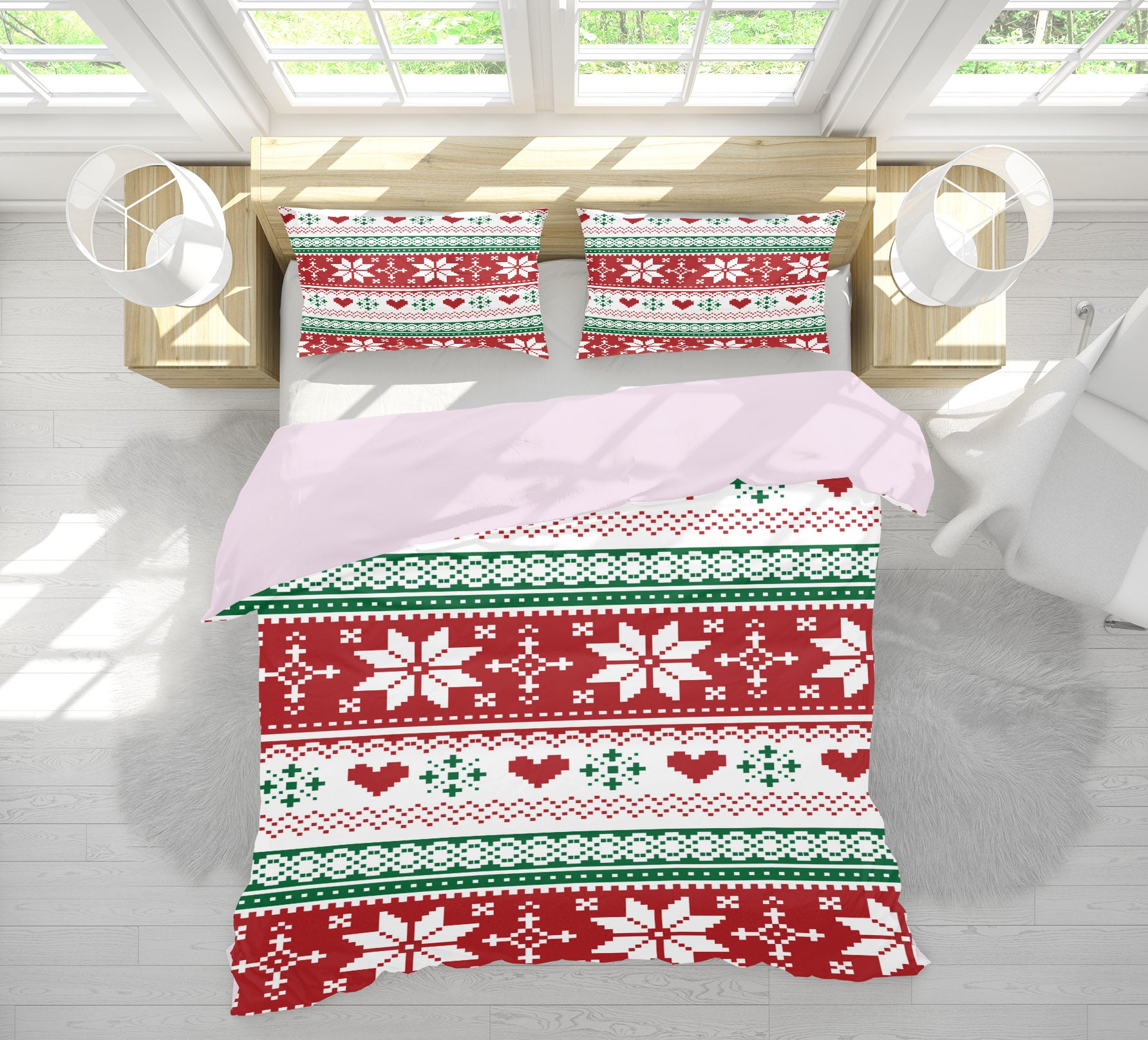 3D Snowflake Pattern 53044 Christmas Quilt Duvet Cover Xmas Bed Pillowcases