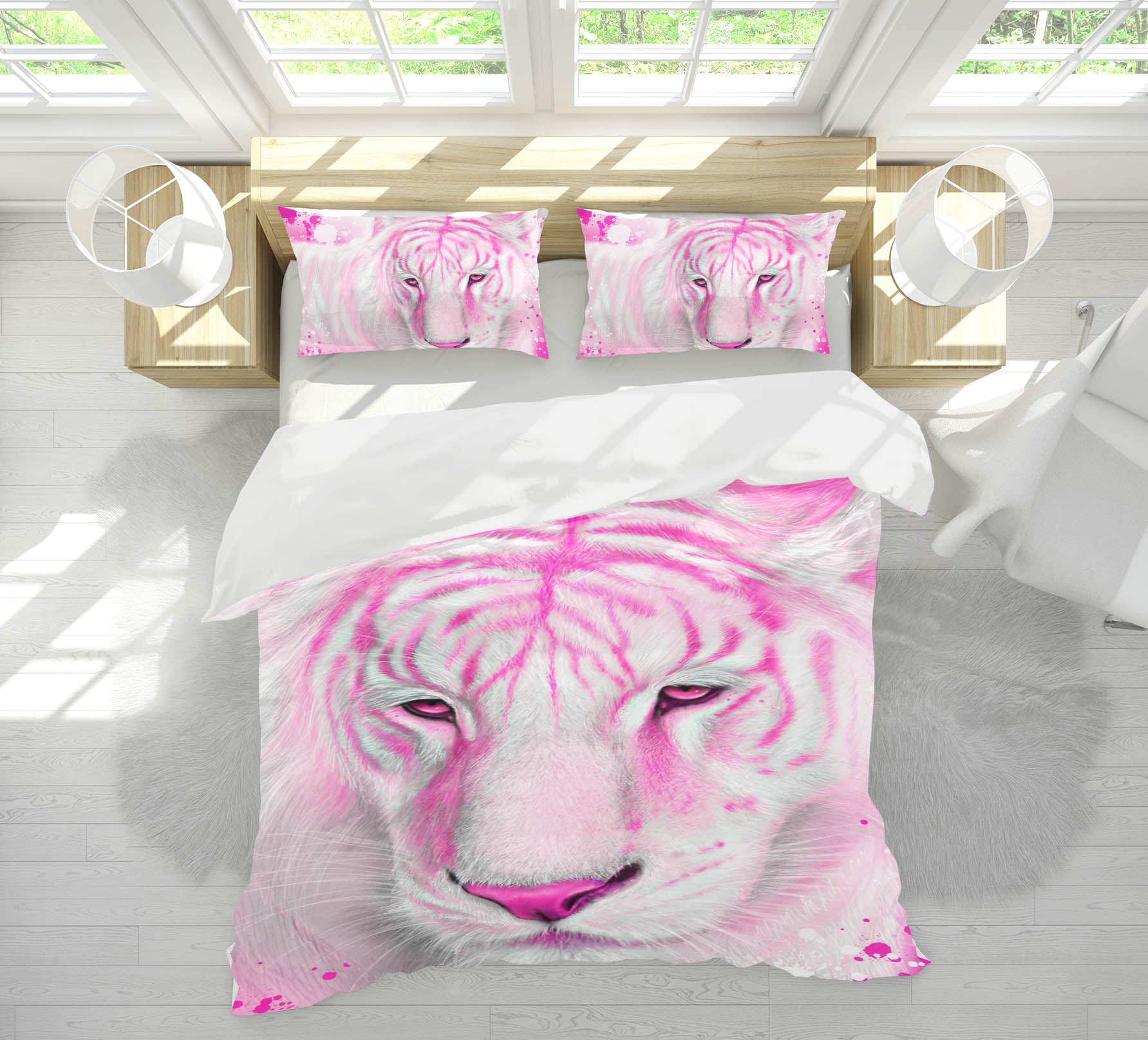 3D Pink Tiger 8555 Sheena Pike Bedding Bed Pillowcases Quilt Cover Duvet Cover