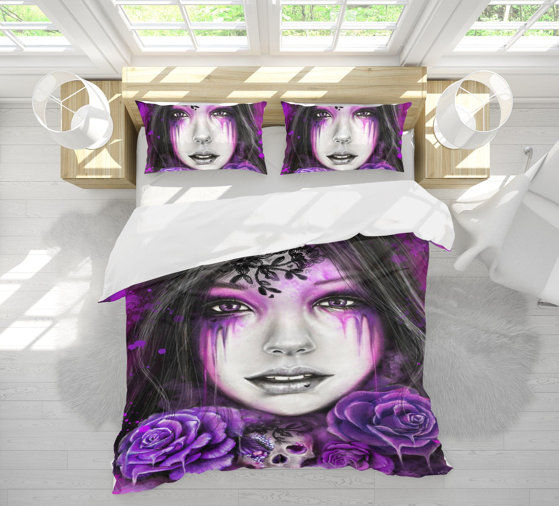 3D Purple Rose Woman 8567 Sheena Pike Bedding Bed Pillowcases Quilt Cover Duvet Cover
