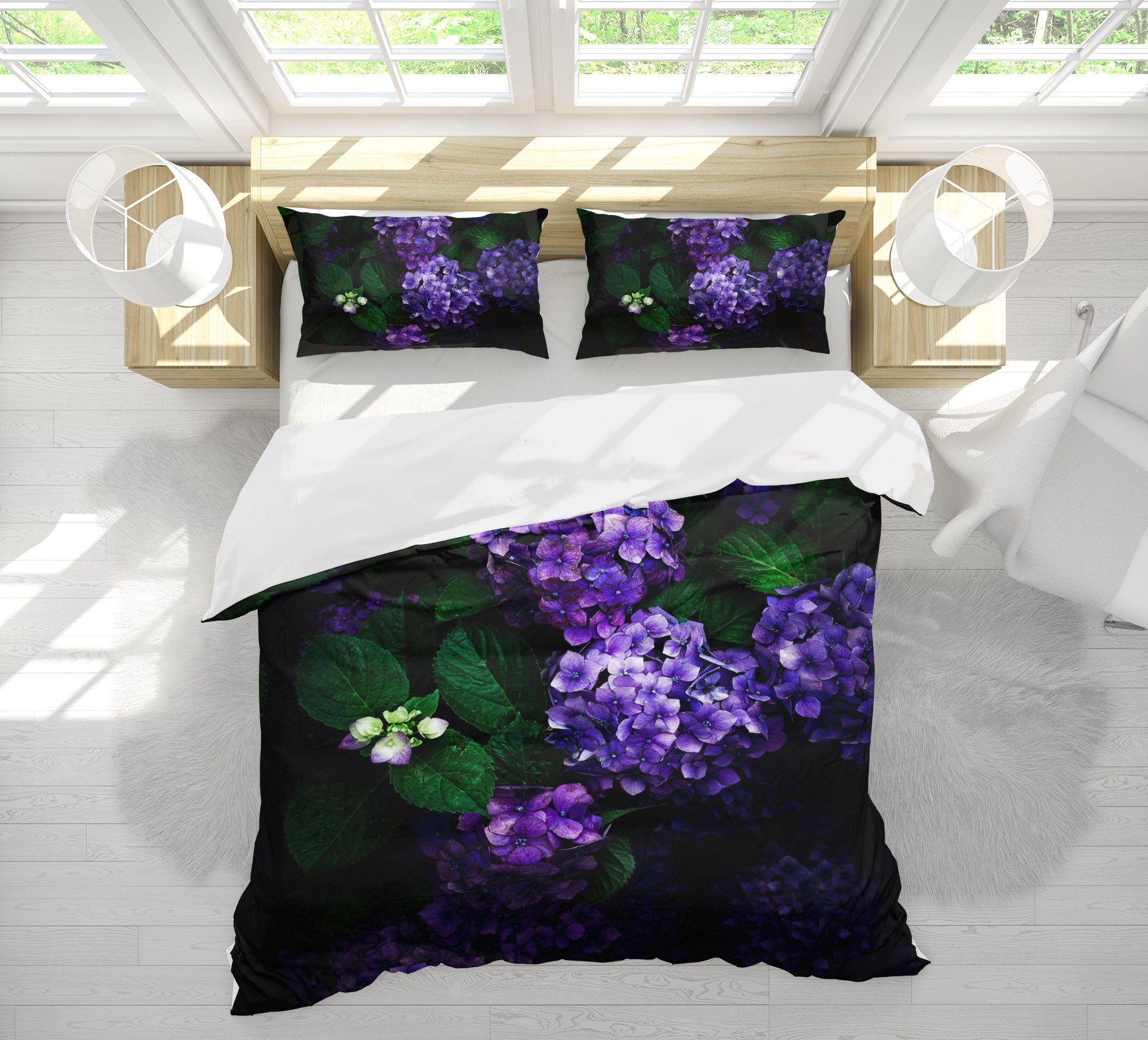 3D Purple Hydrangea 2009 Noirblanc777 Bedding Bed Pillowcases Quilt