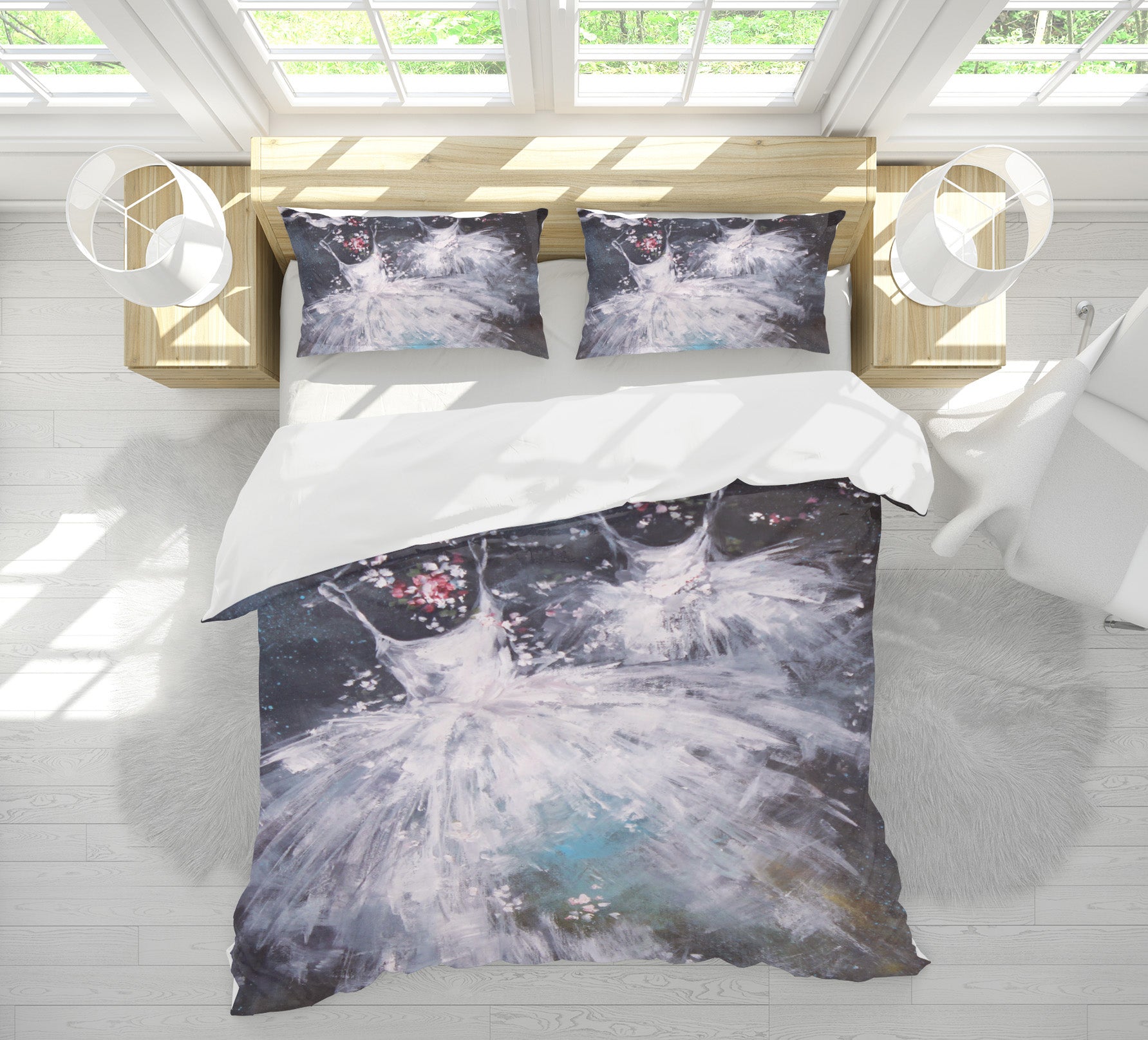 3D White Gauze Skirt 2031 Debi Coules Bedding Bed Pillowcases Quilt