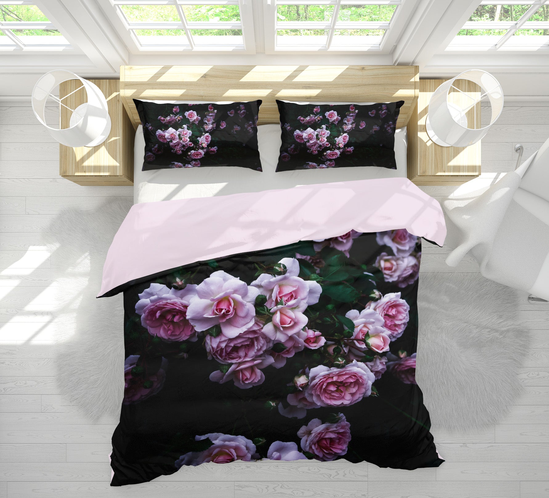 3D Pink Rose 2002 Noirblanc777 Bedding Bed Pillowcases Quilt