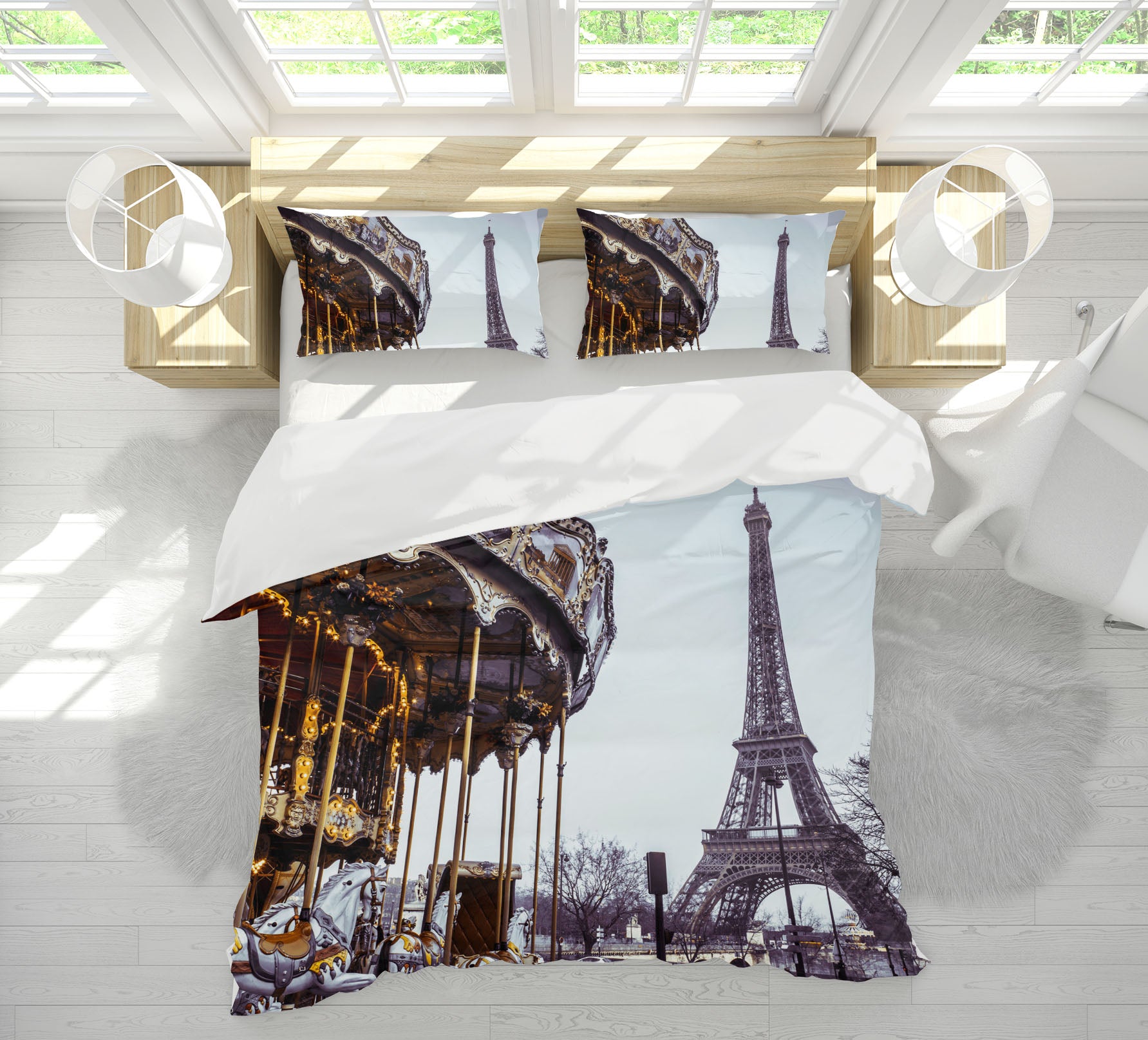 3D Carousel Eiffel Tower 1013 Assaf Frank Bedding Bed Pillowcases Quilt