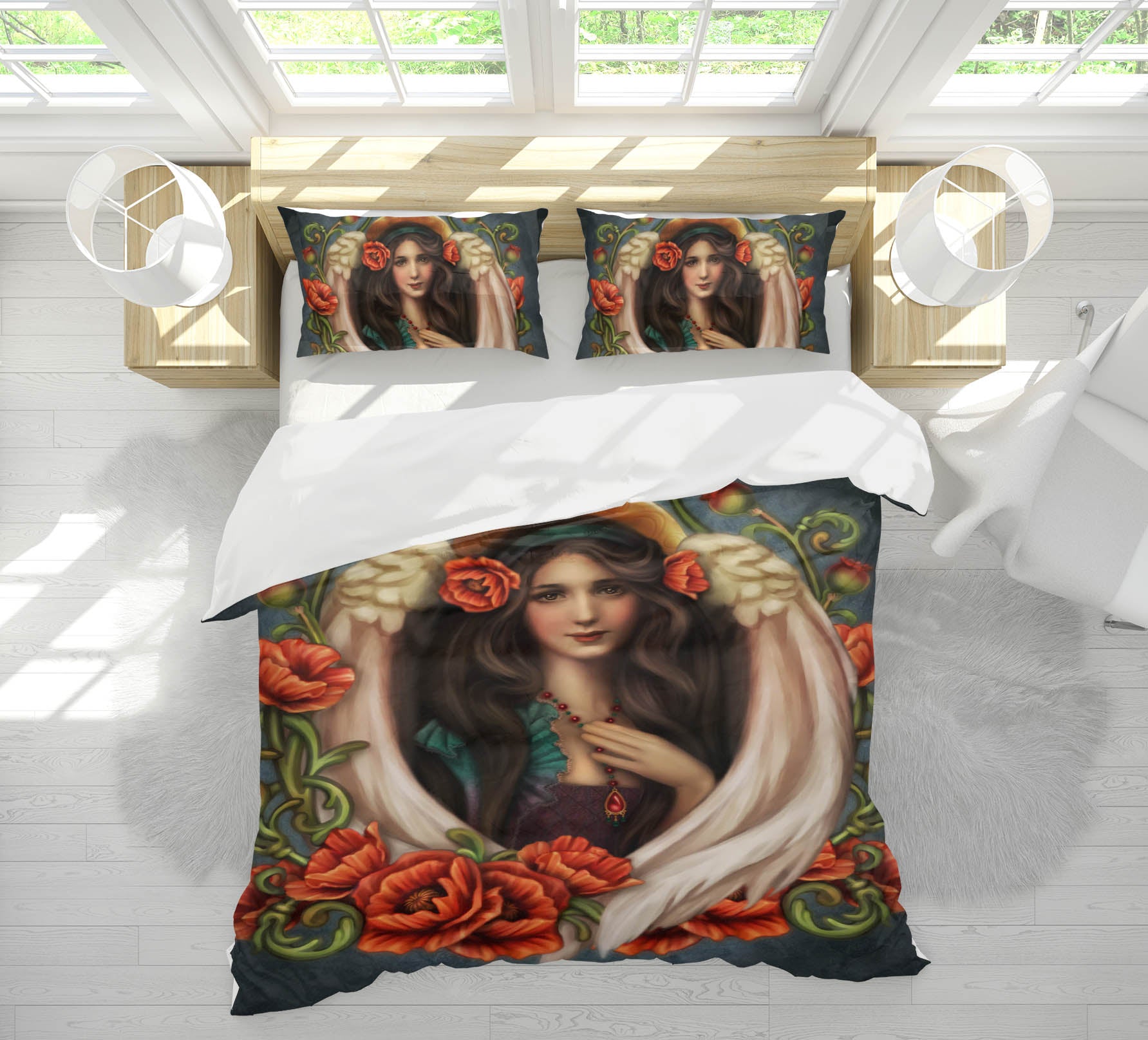 3D Red Flower Woman 8846 Brigid Ashwood Bedding Bed Pillowcases Quilt Cover Duvet Cover