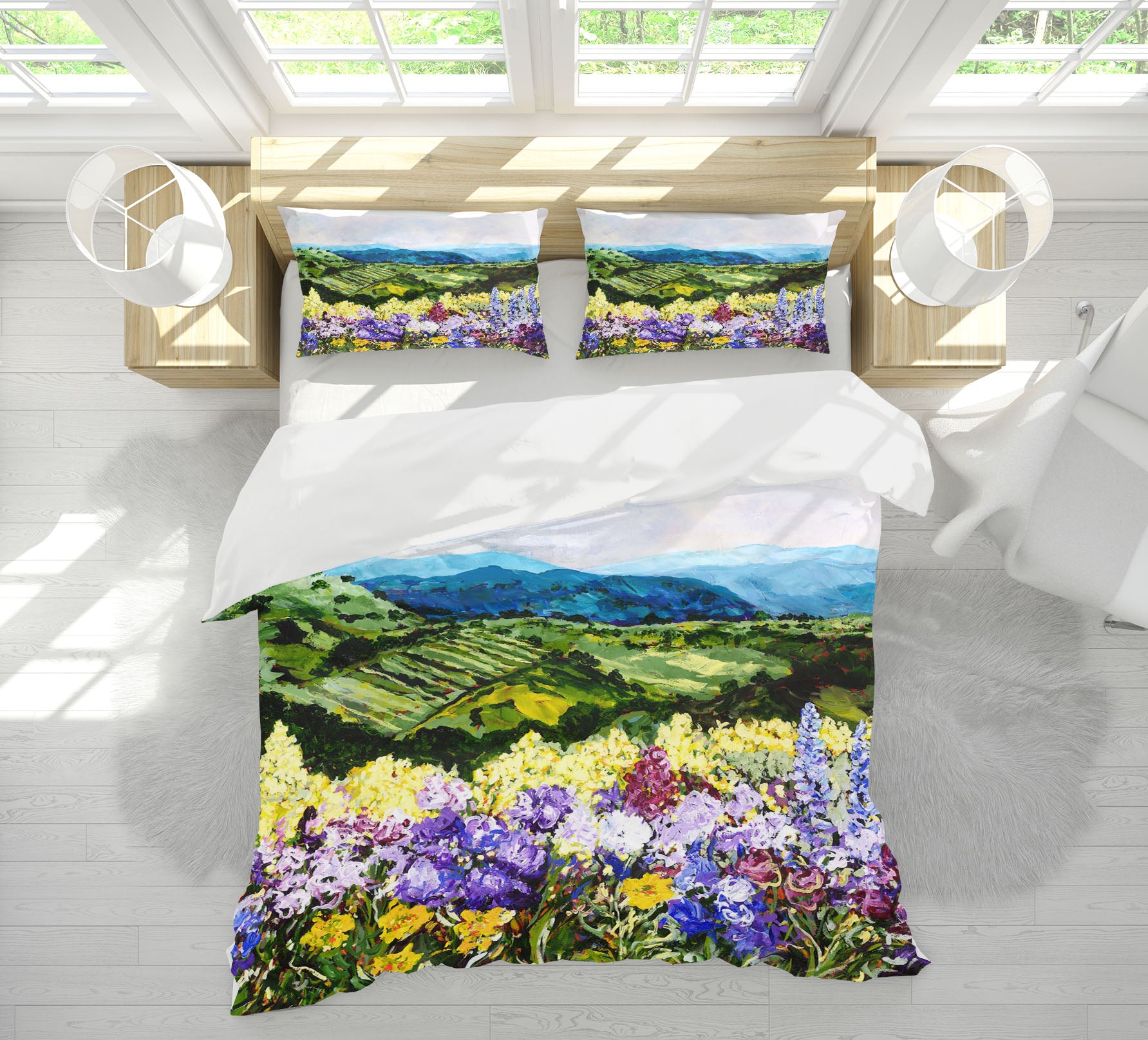 3D Wild Flowers 2007 Allan P. Friedlander Bedding Bed Pillowcases Quilt