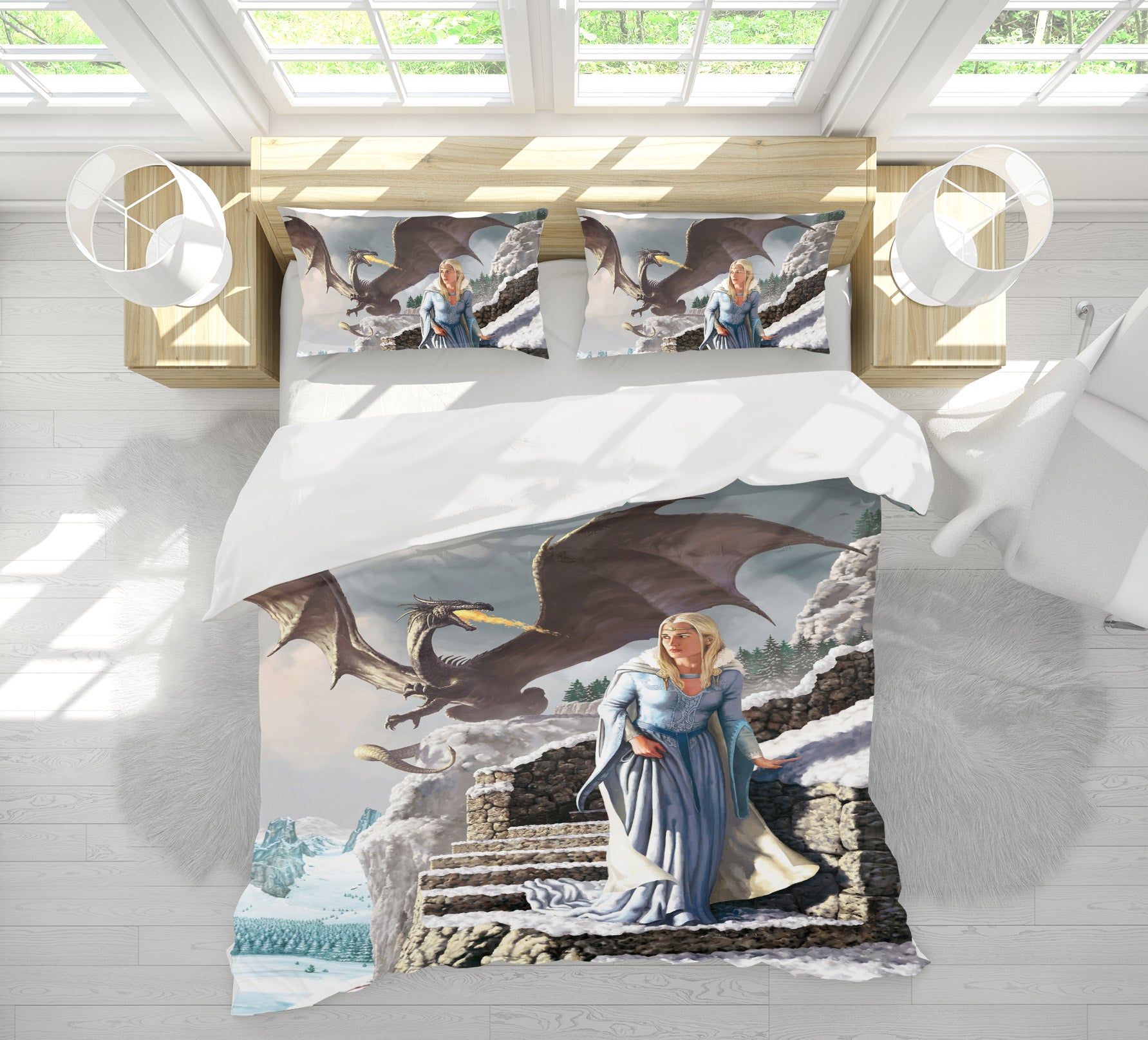 3D Dragon Stone Stairs Man 6207 Ciruelo Bedding Bed Pillowcases Quilt