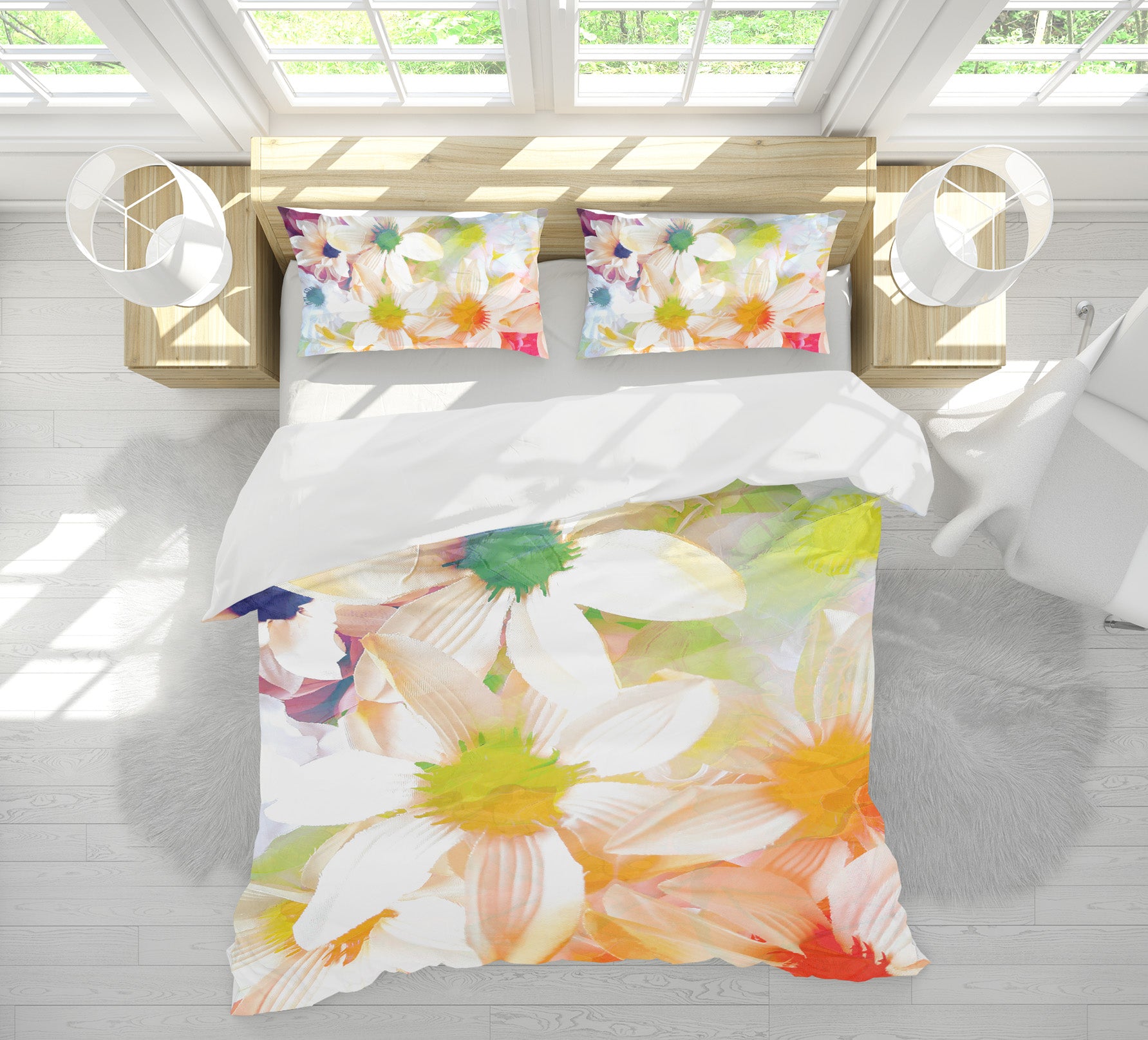 3D White Flowers 19143 Shandra Smith Bedding Bed Pillowcases Quilt