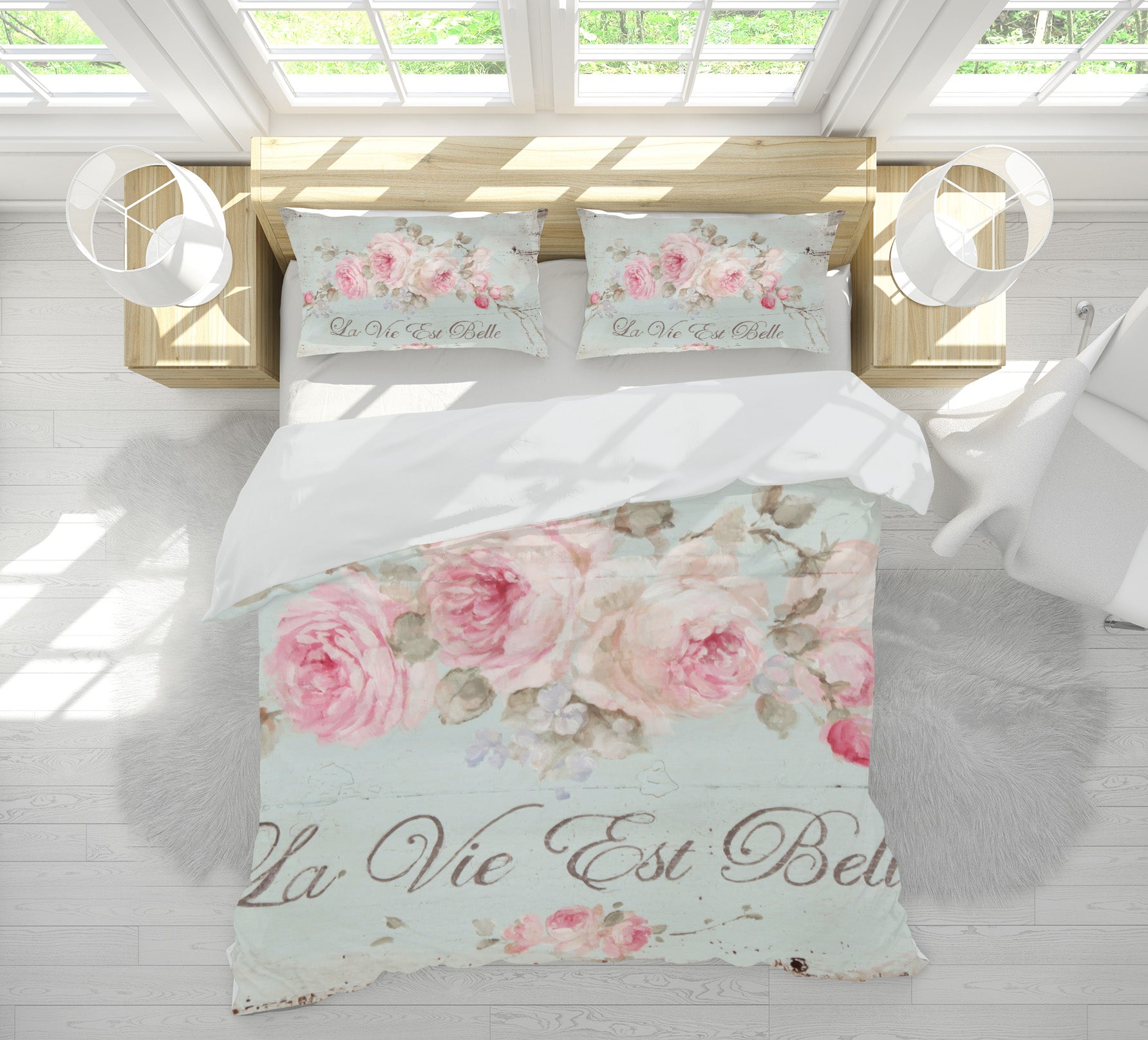 3D Pink Rose 033 Debi Coules Bedding Bed Pillowcases Quilt