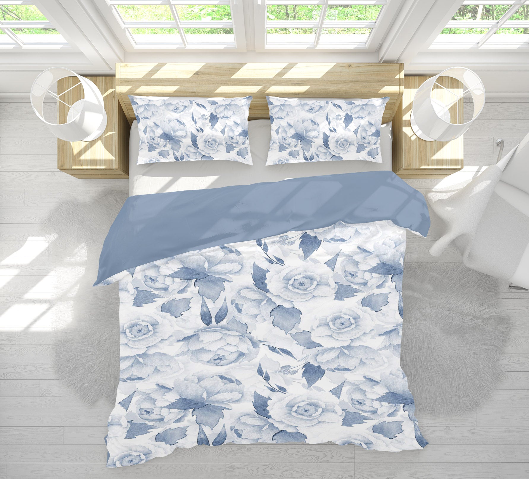 3D Blue Peony 082 Uta Naumann Bedding Bed Pillowcases Quilt