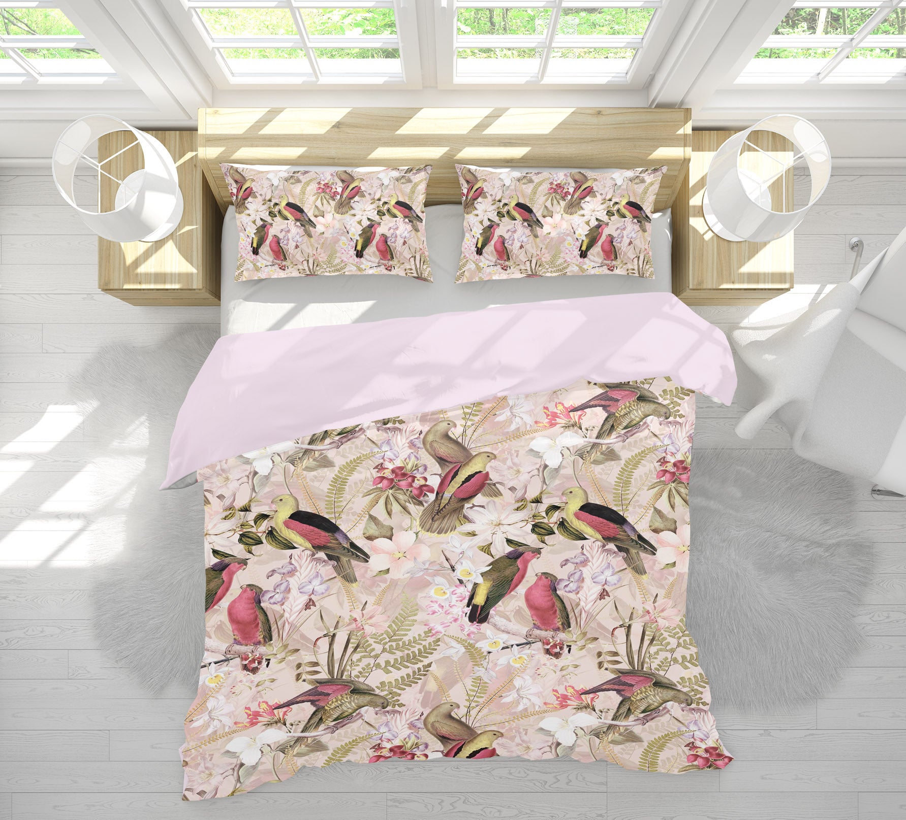 3D Parrot Flower 101 Uta Naumann Bedding Bed Pillowcases Quilt