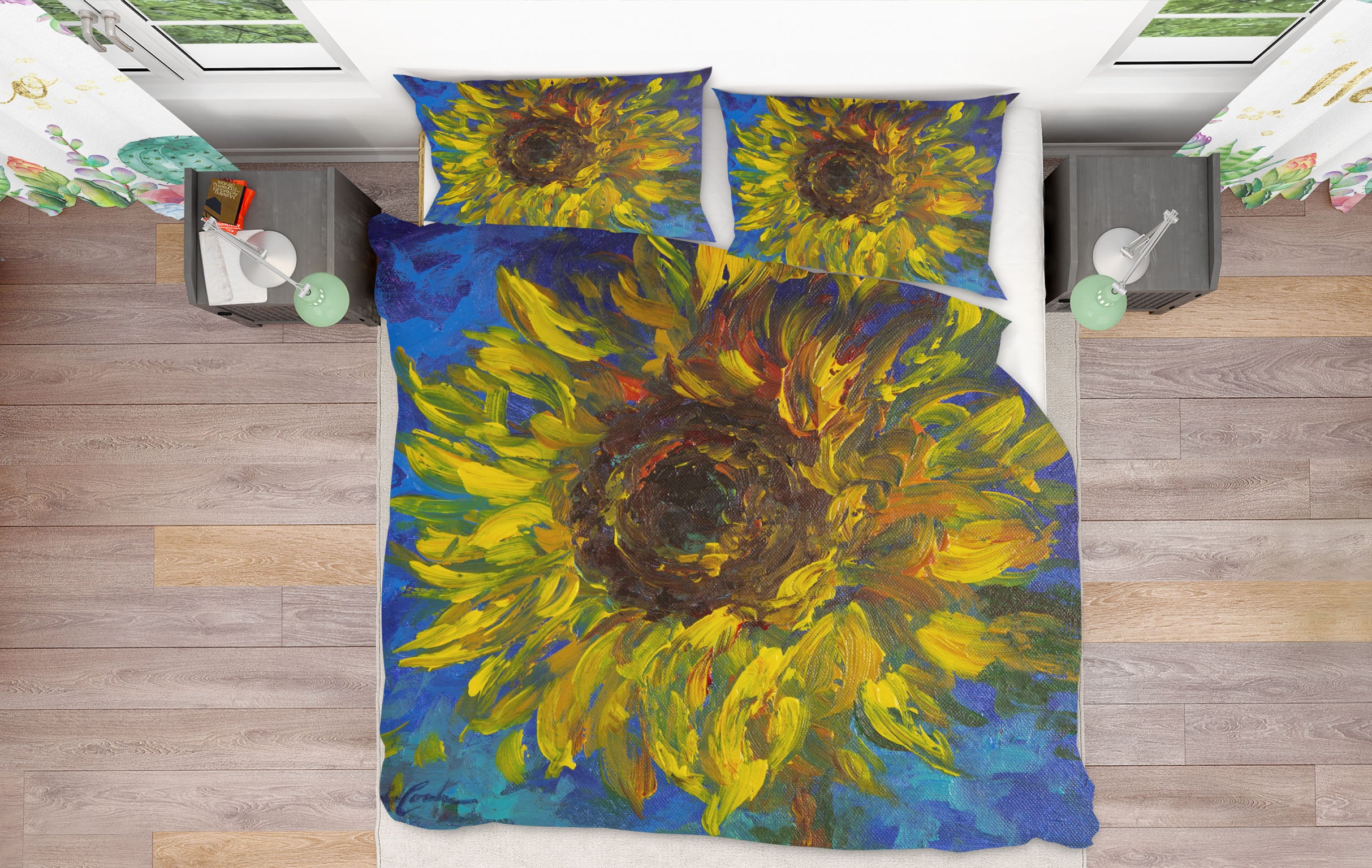 3D Sunflower 2048 Debi Coules Bedding Bed Pillowcases Quilt