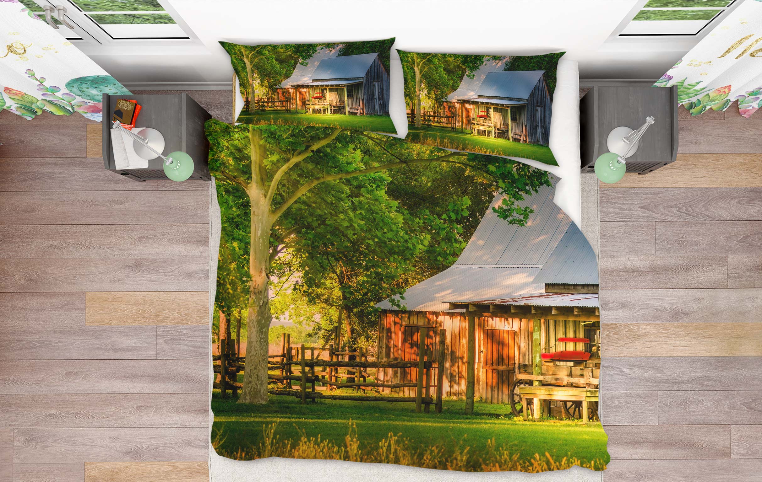 3D Tree Grass Chalet 8547 Beth Sheridan Bedding Bed Pillowcases Quilt