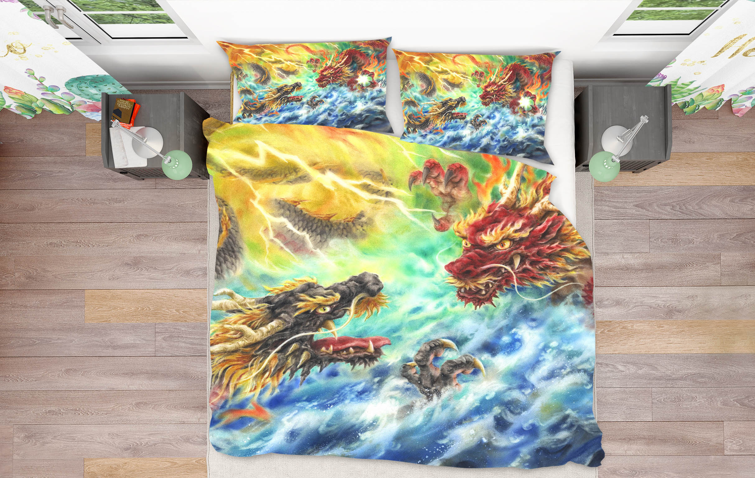 3D Red Dragon 5929 Kayomi Harai Bedding Bed Pillowcases Quilt Cover Duvet Cover