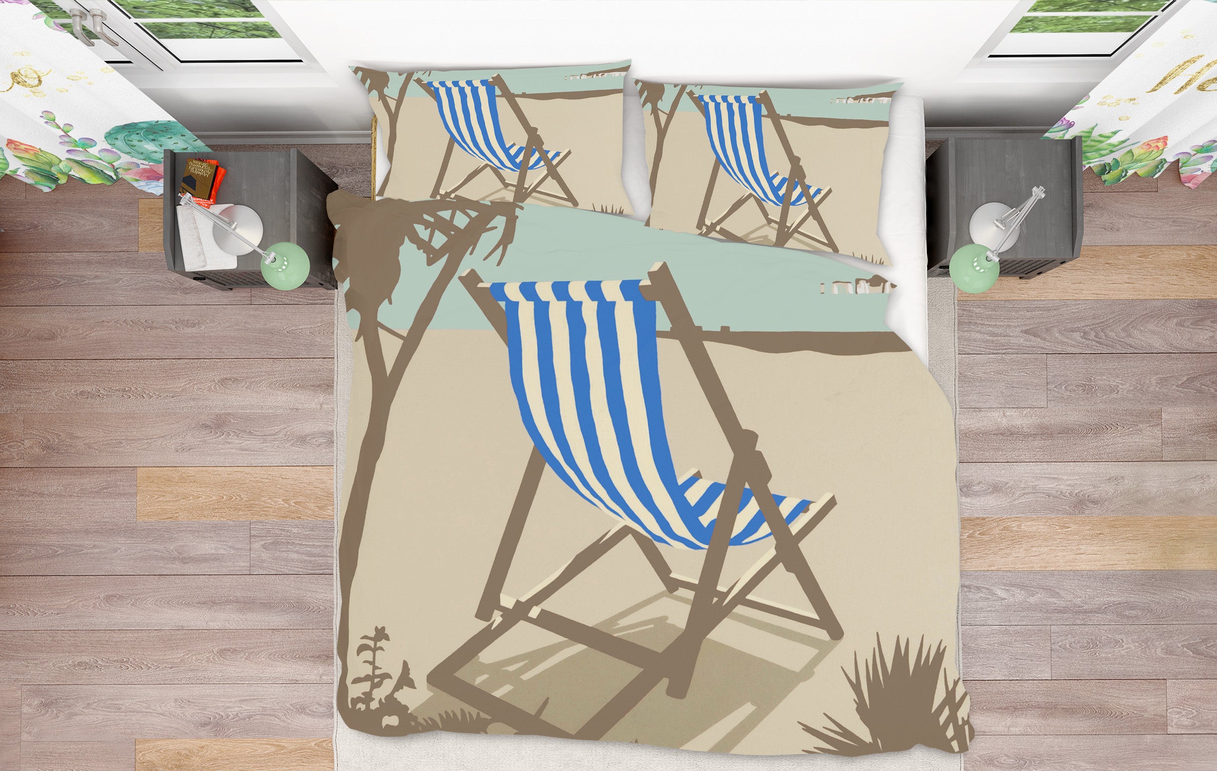 3D Bournemouth Blue Deckchair 2004 Steve Read Bedding Bed Pillowcases Quilt