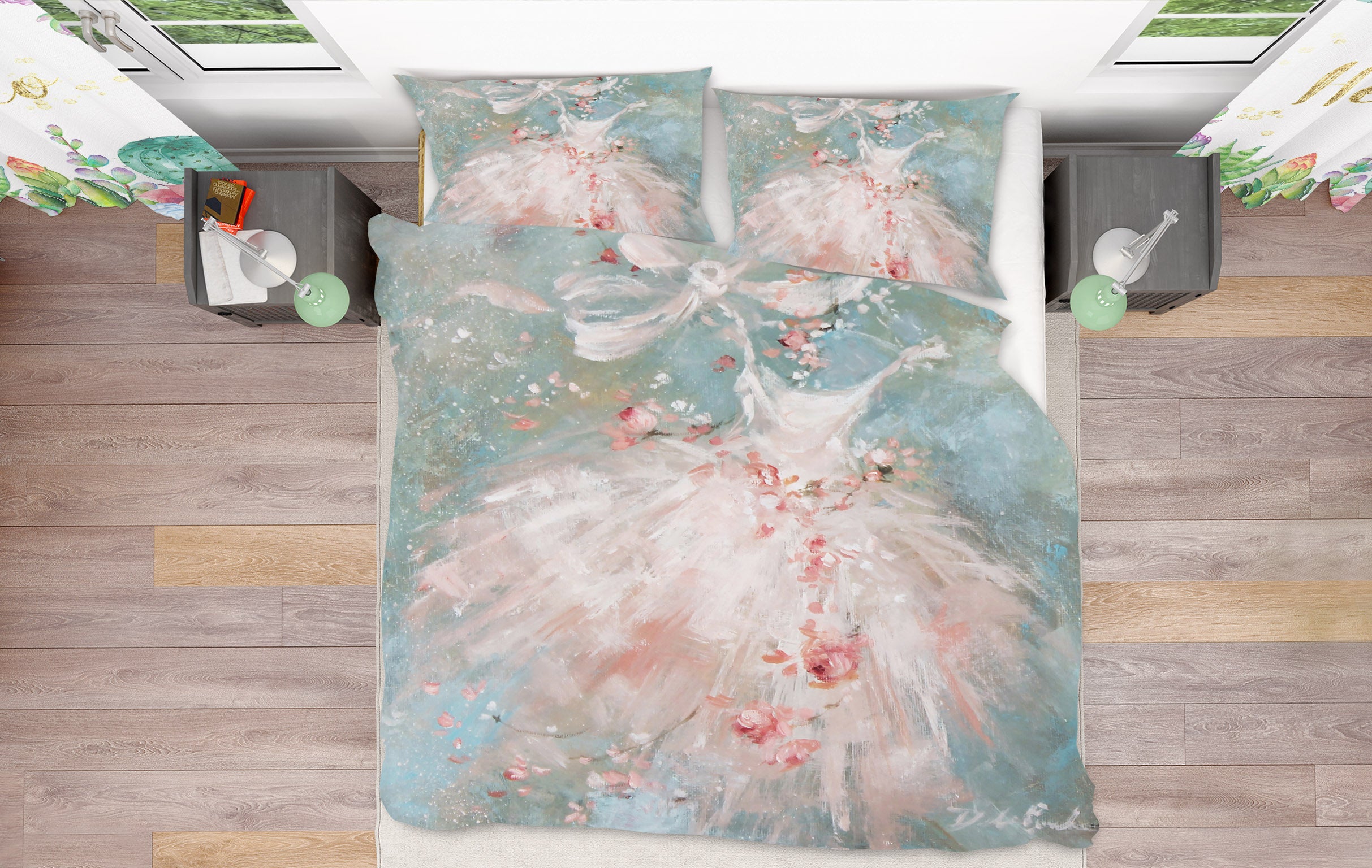 3D Pink Skirt Petals 2056 Debi Coules Bedding Bed Pillowcases Quilt