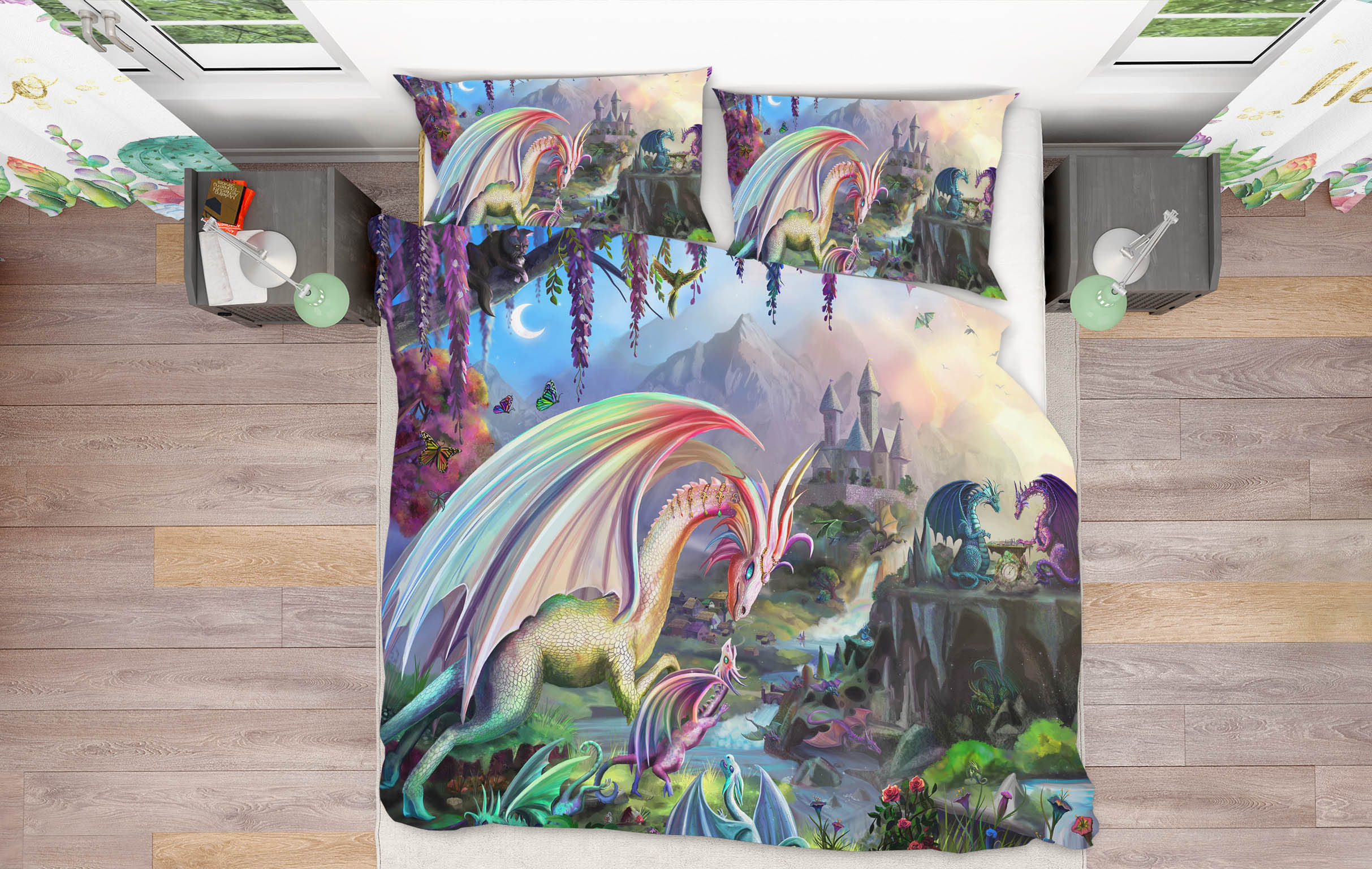 3D Fantasy Valley 111 Rose Catherine Khan Bedding Bed Pillowcases Quilt