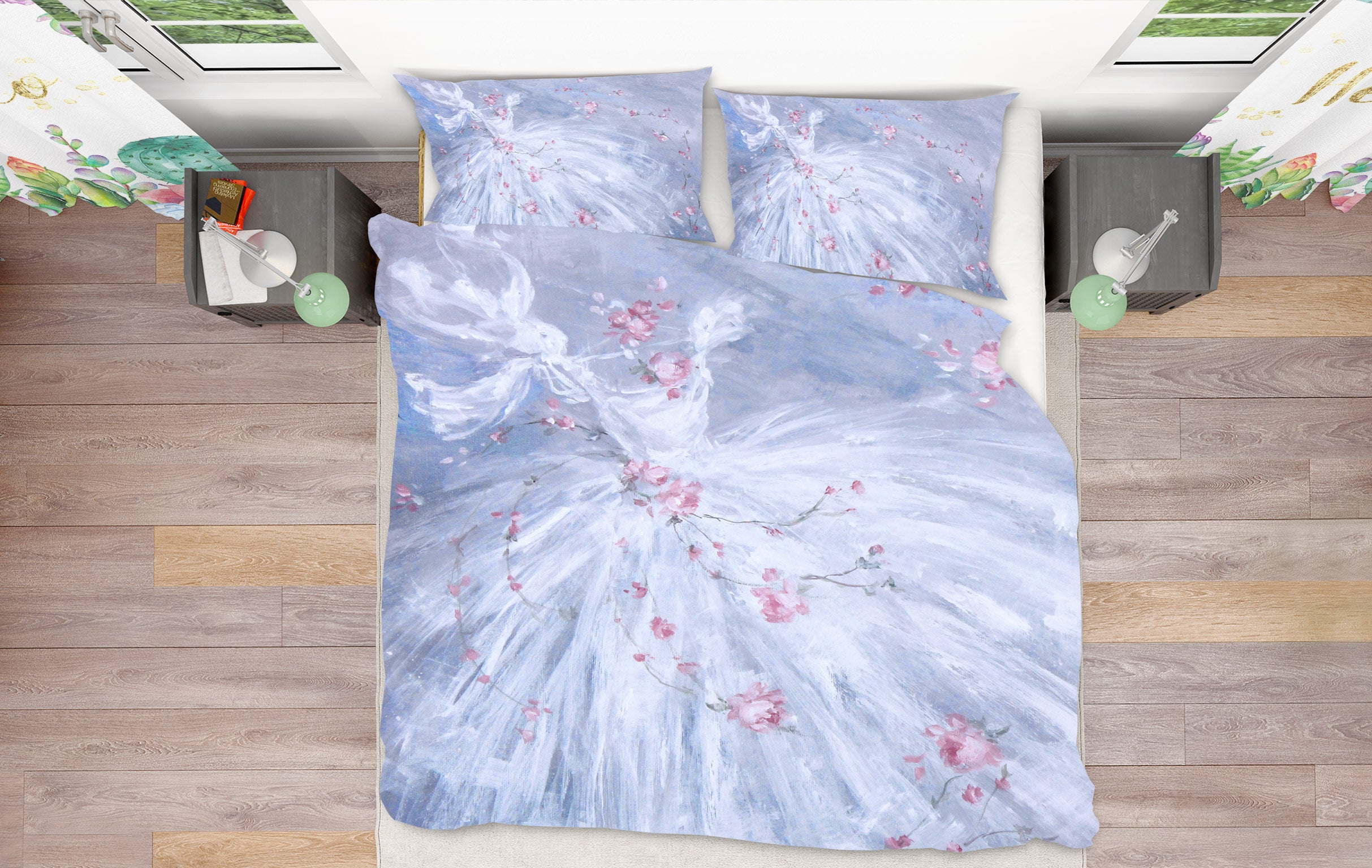 3D White Dress Petals 2084 Debi Coules Bedding Bed Pillowcases Quilt