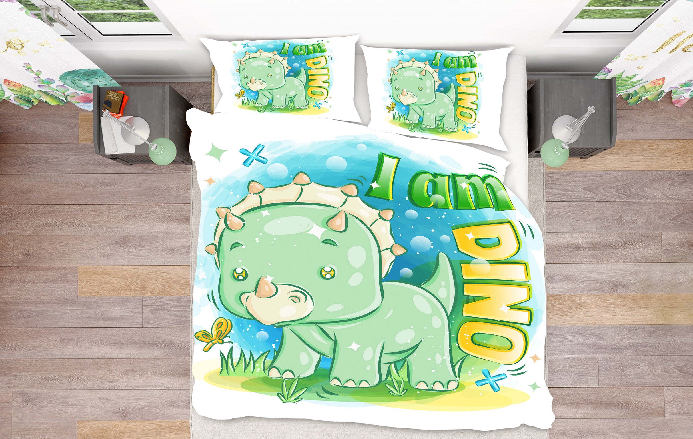 3D Cartoon Little Dinosaur 64028 Bed Pillowcases Quilt