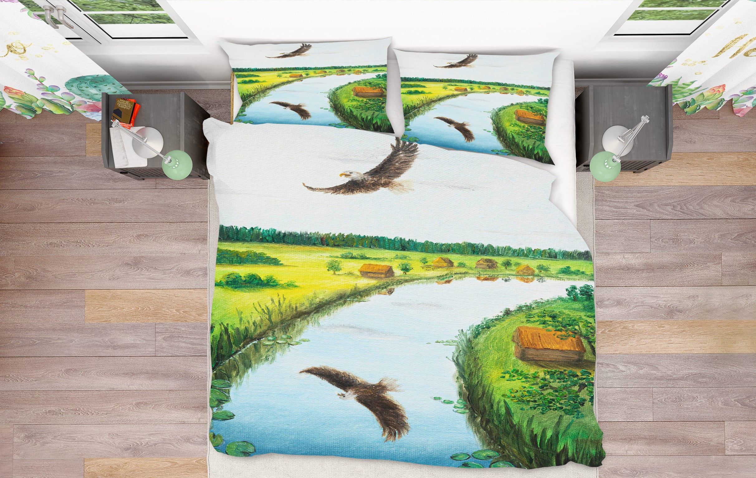 3D River Eagle 1749 Marina Zotova Bedding Bed Pillowcases Quilt