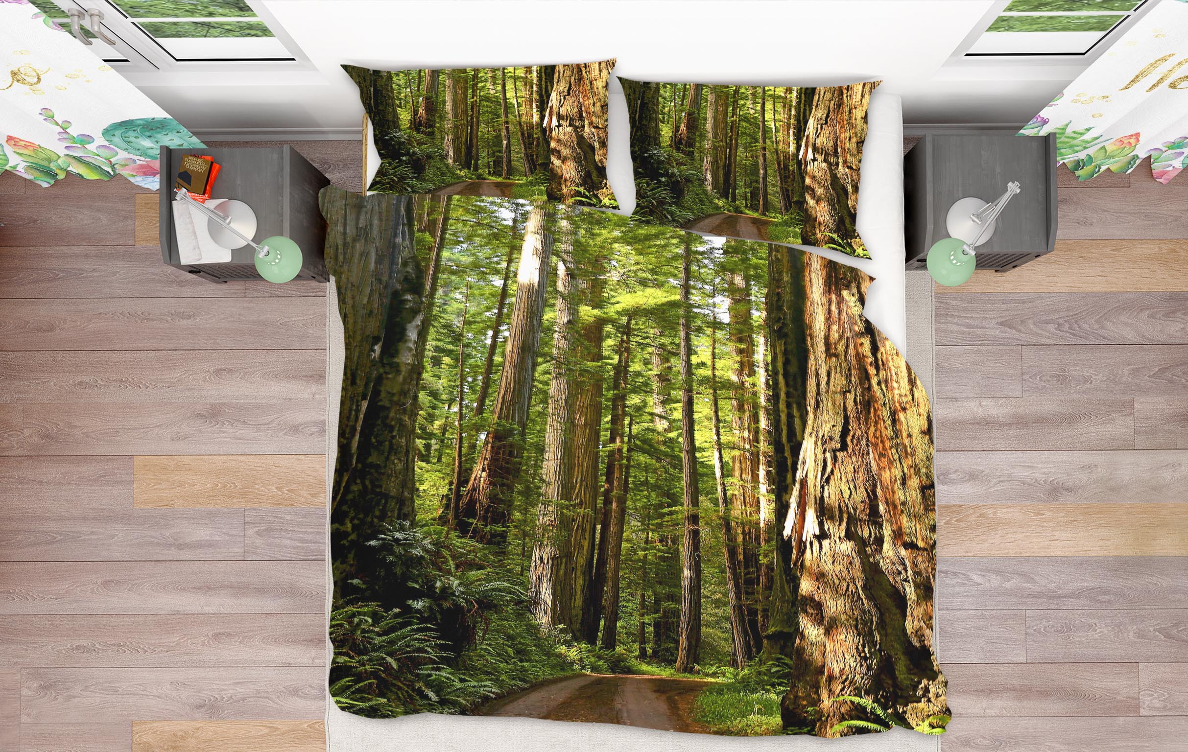 3D Forest Trees 8672 Kathy Barefield Bedding Bed Pillowcases Quilt
