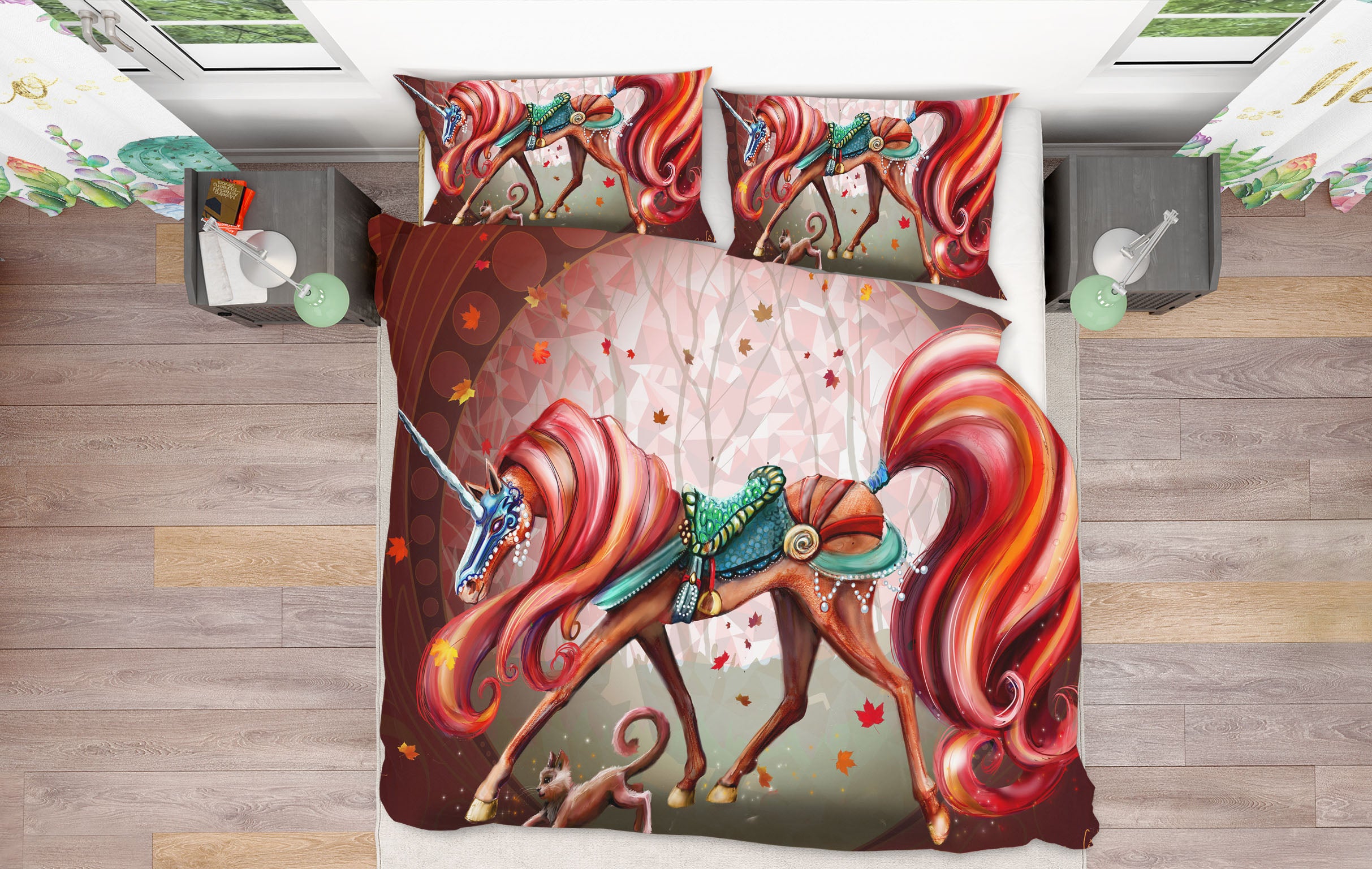 3D Unicorn Queen 018 Rose Catherine Khan Bedding Bed Pillowcases Quilt