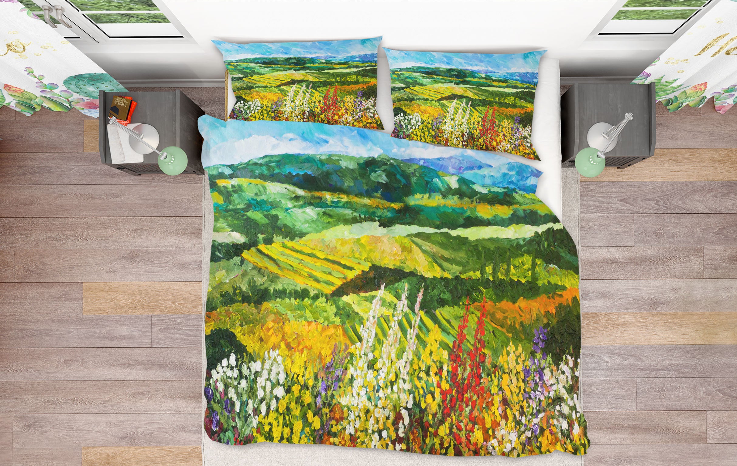 3D Colored Flower Field 1065 Allan P. Friedlander Bedding Bed Pillowcases Quilt