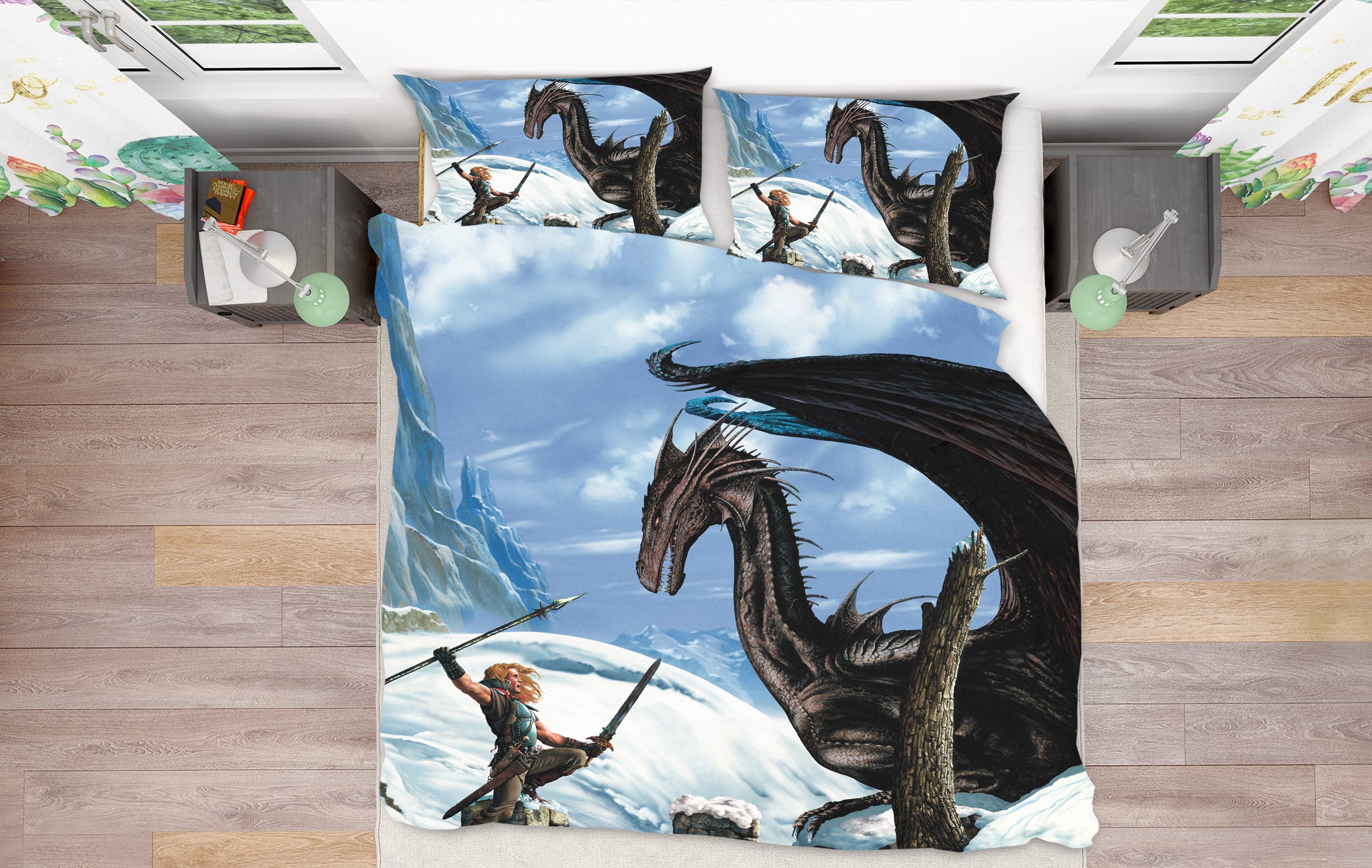 3D Snow Mountain Dragon 6163 Ciruelo Bedding Bed Pillowcases Quilt
