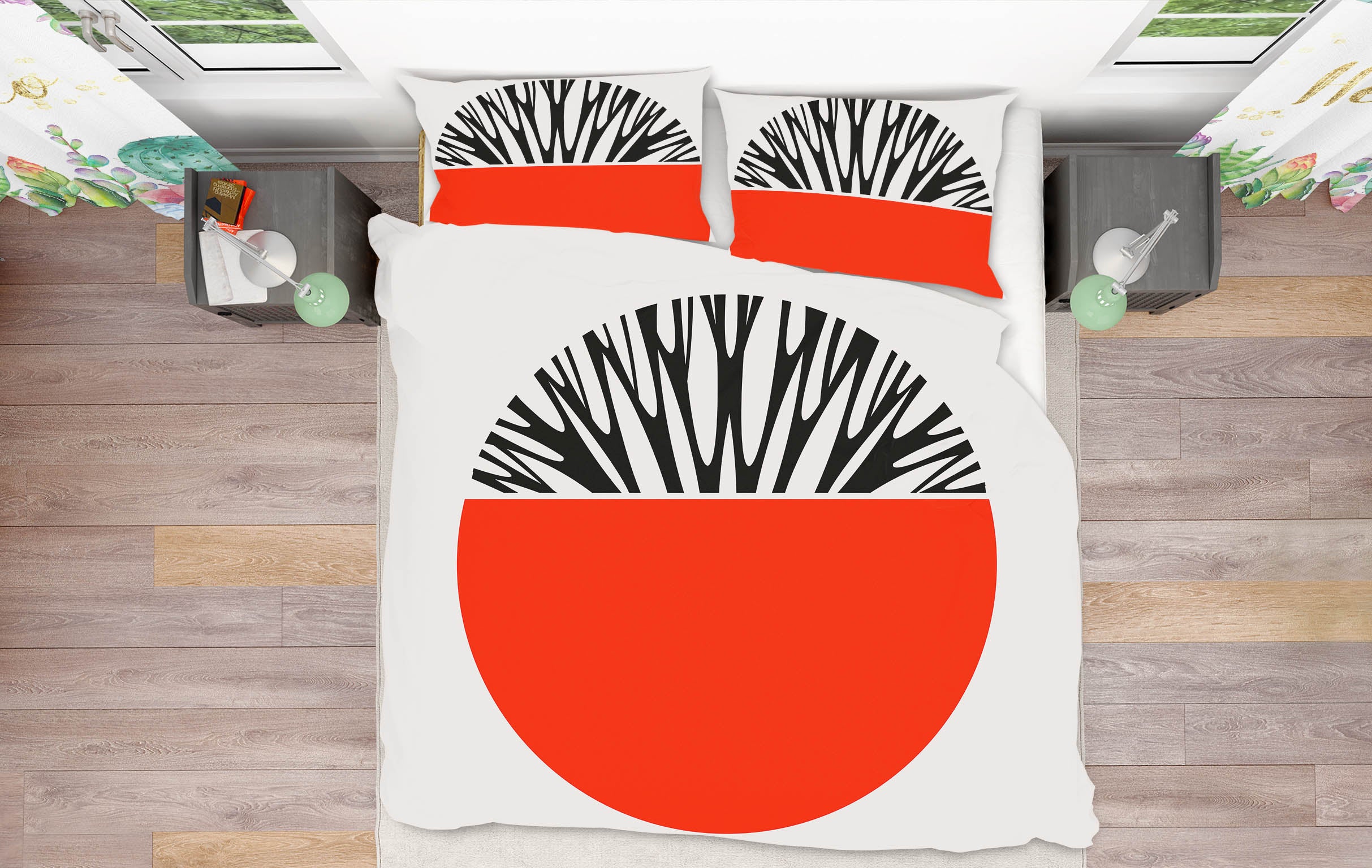 3D Red Semicircle 108 Boris Draschoff Bedding Bed Pillowcases Quilt