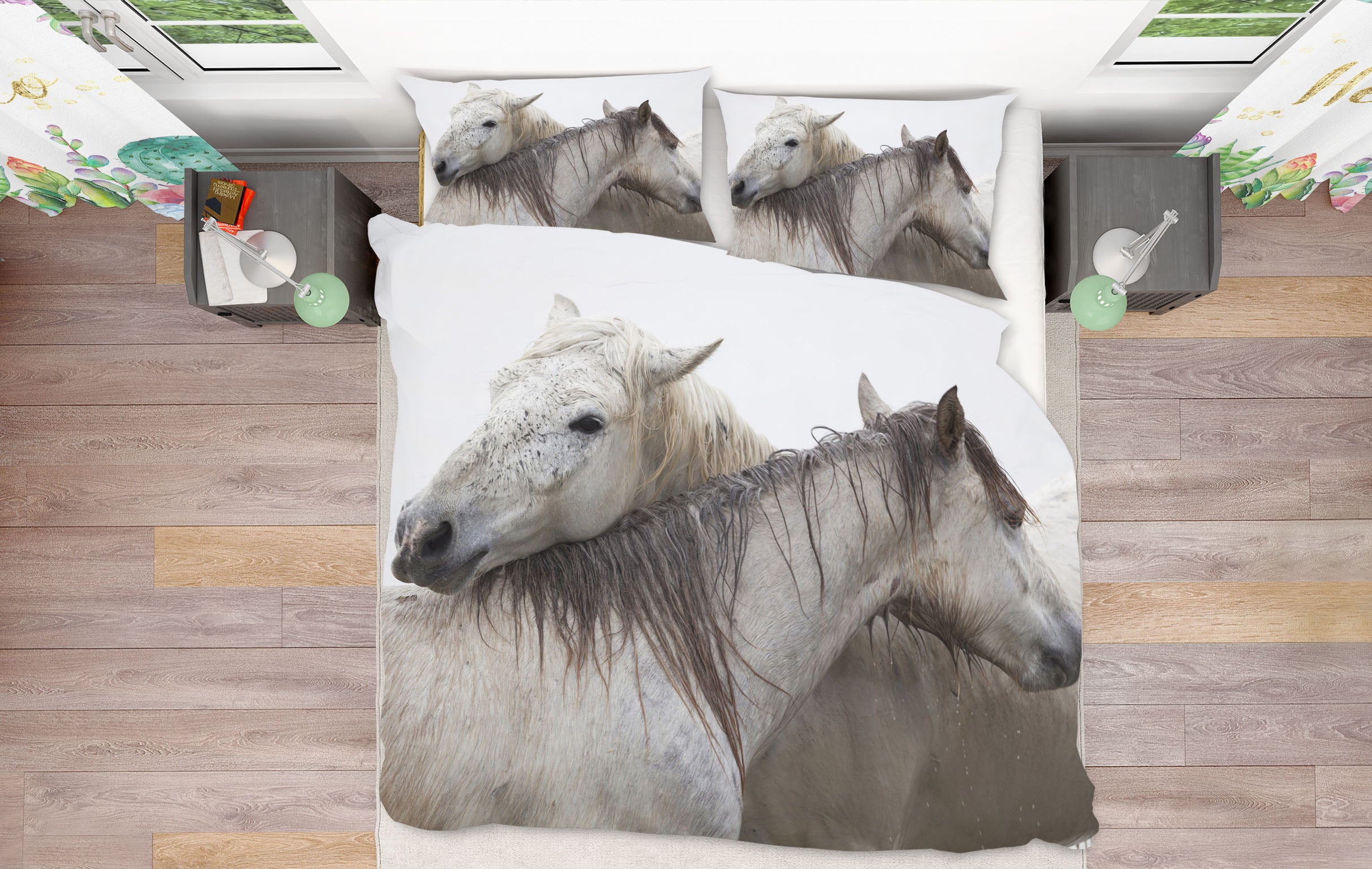 3D White Horse 026 Marco Carmassi Bedding Bed Pillowcases Quilt