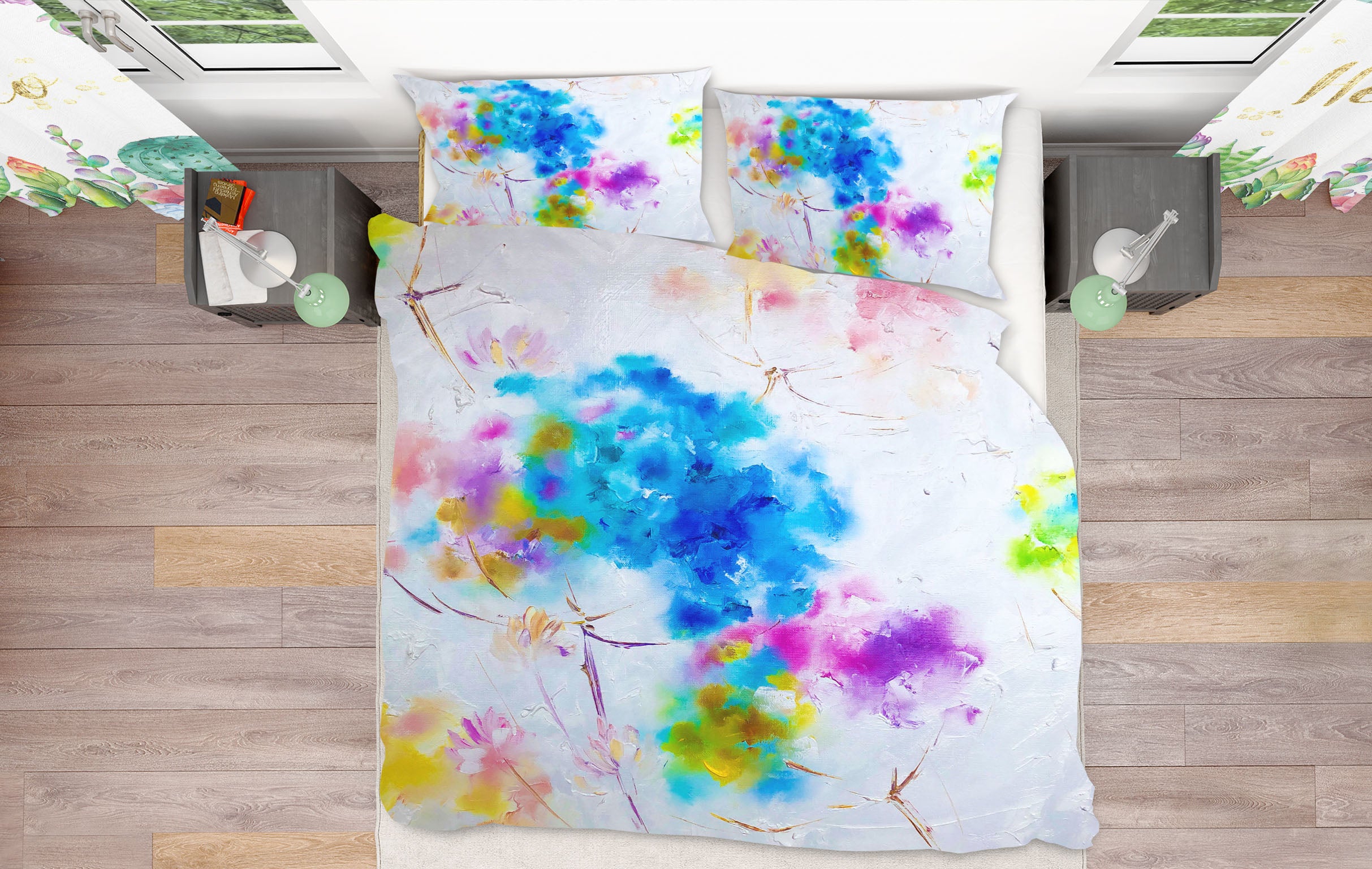 3D Watercolor Flowers 600 Skromova Marina Bedding Bed Pillowcases Quilt