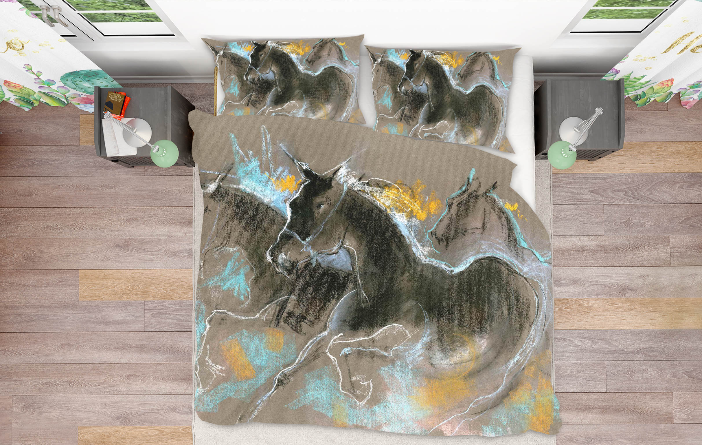 3D Running Horse 2013 Anne Farrall Doyle Bedding Bed Pillowcases Quilt
