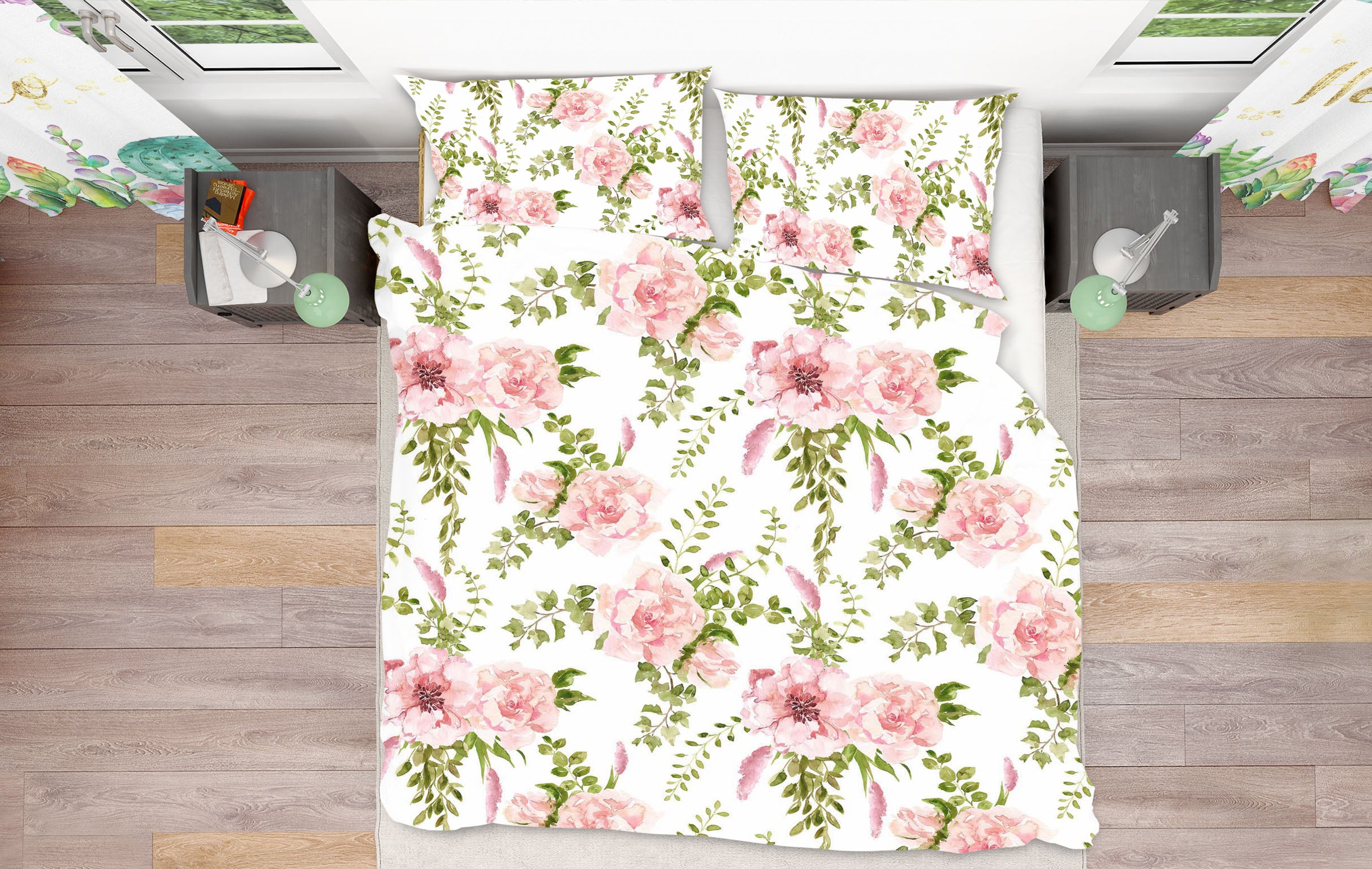 3D Pink Rose Leaves 059 Uta Naumann Bedding Bed Pillowcases Quilt