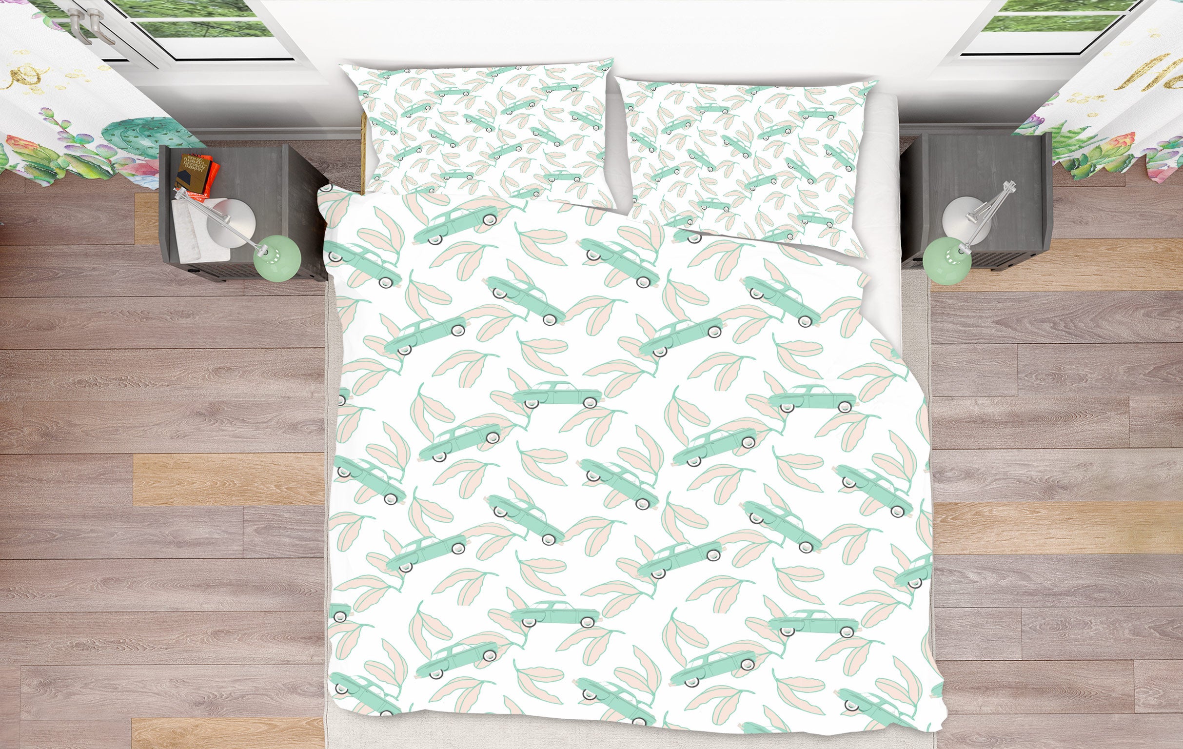 3D Green Car Pattern 98149 Kasumi Loffler Bedding Bed Pillowcases Quilt