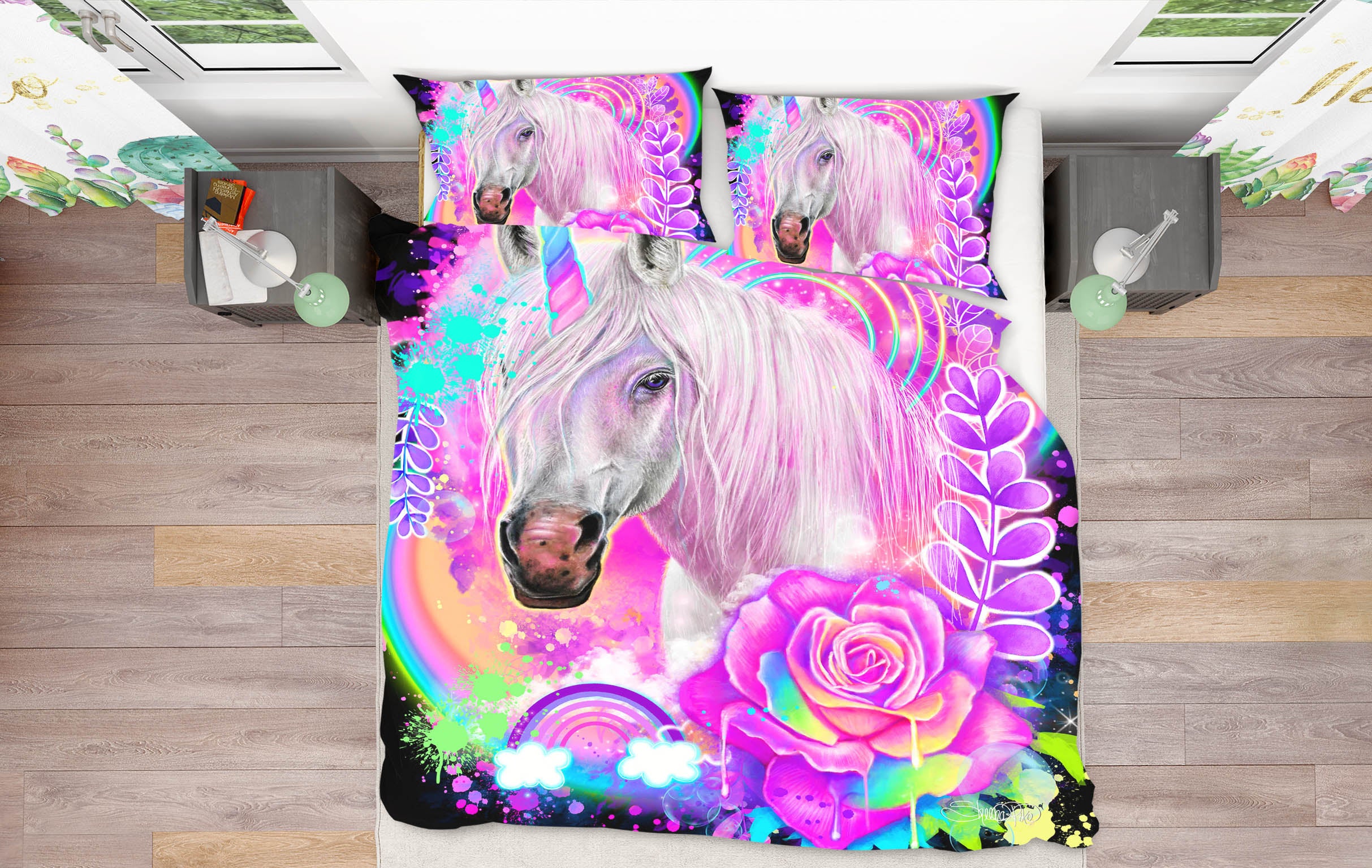 3D Rainbow Unicorn 8624 Sheena Pike Bedding Bed Pillowcases Quilt Cover Duvet Cover