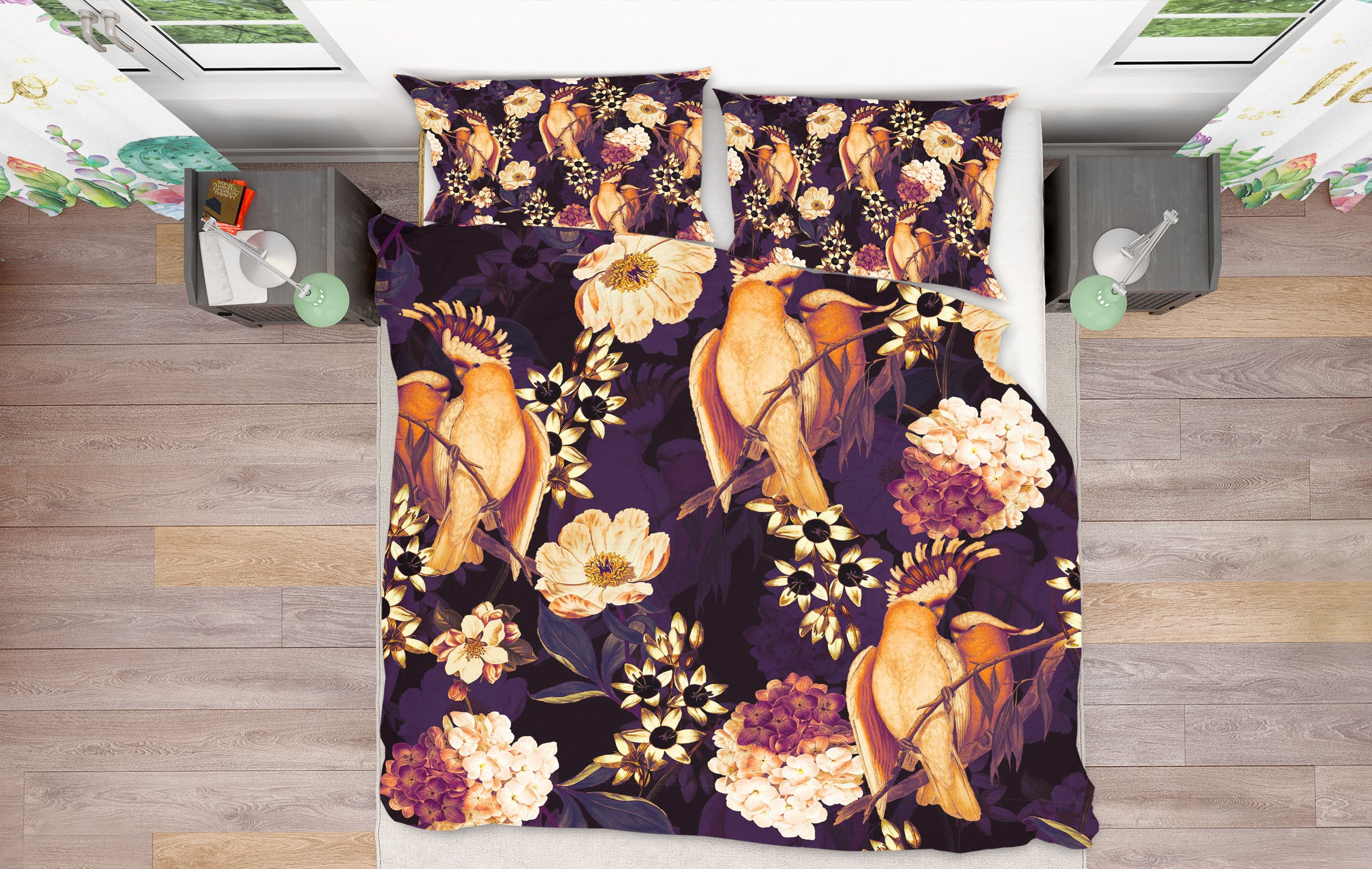 3D Orange Parrot Flower 115 Uta Naumann Bedding Bed Pillowcases Quilt