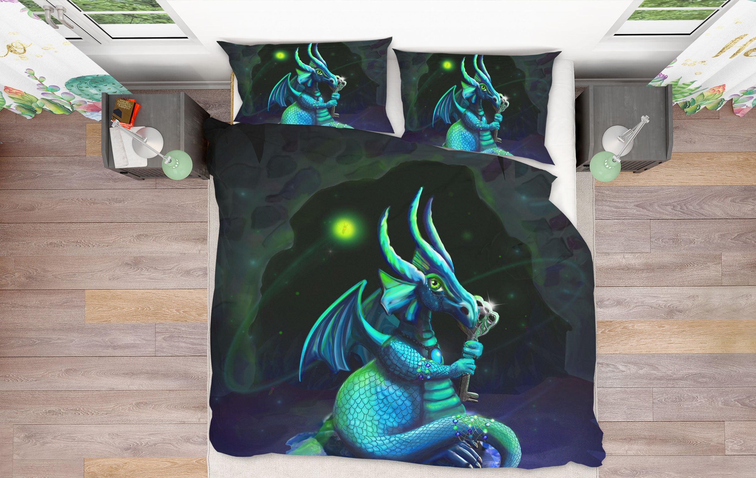 3D Night Dragon 103 Rose Catherine Khan Bedding Bed Pillowcases Quilt