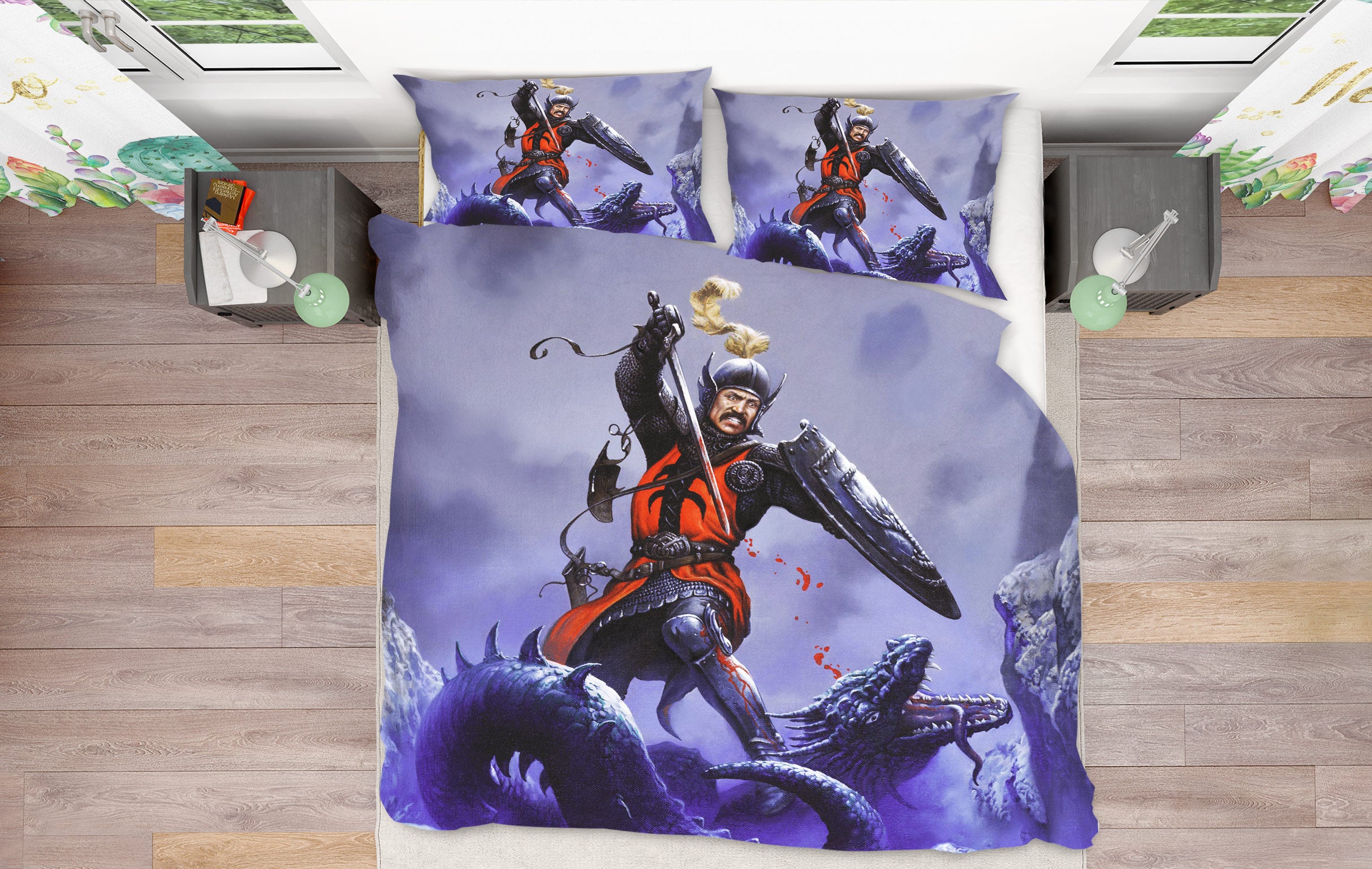 3D Warrior Kills Dragon 6189 Ciruelo Bedding Bed Pillowcases Quilt