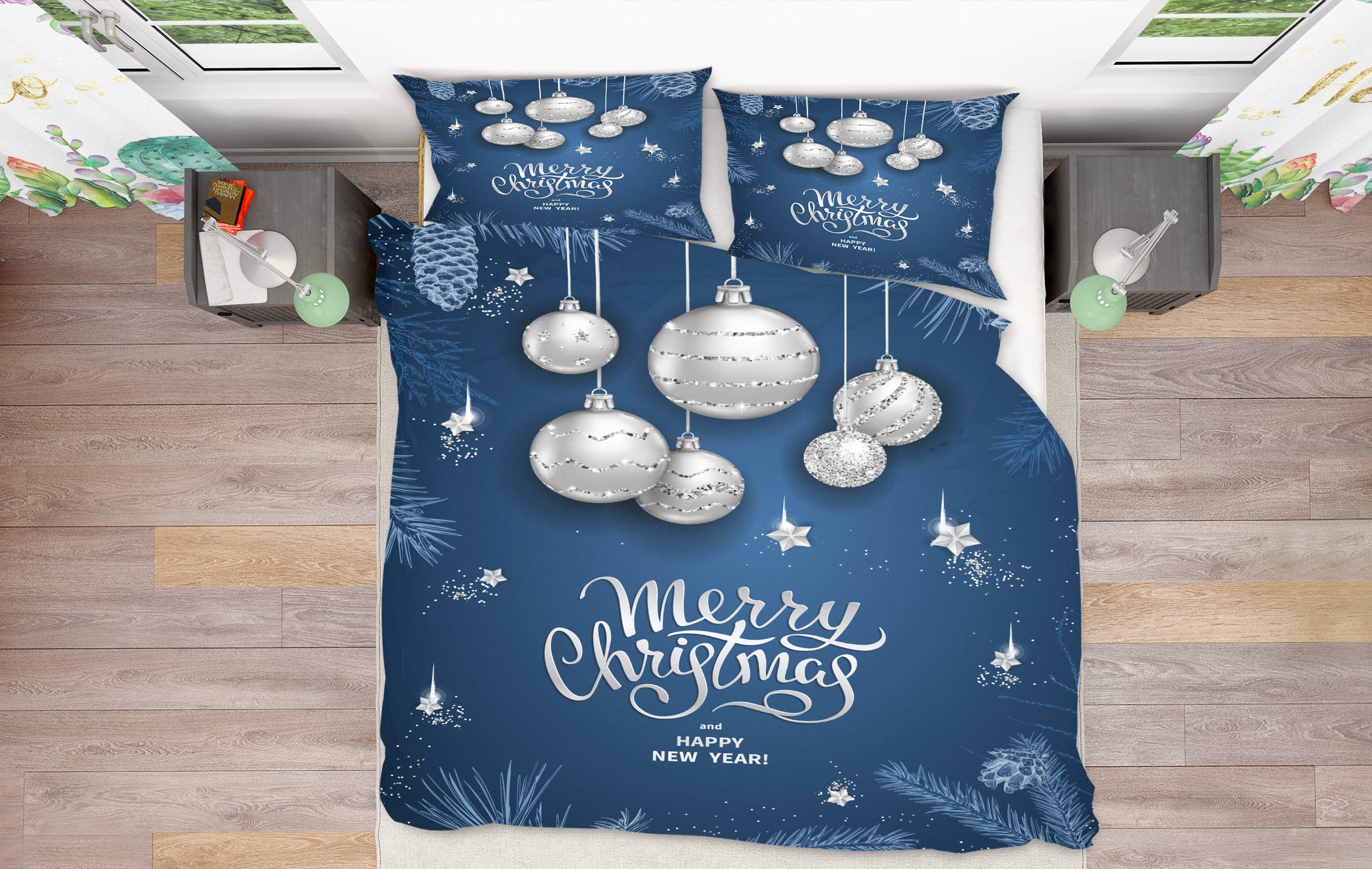 3D White Ball 52174 Christmas Quilt Duvet Cover Xmas Bed Pillowcases