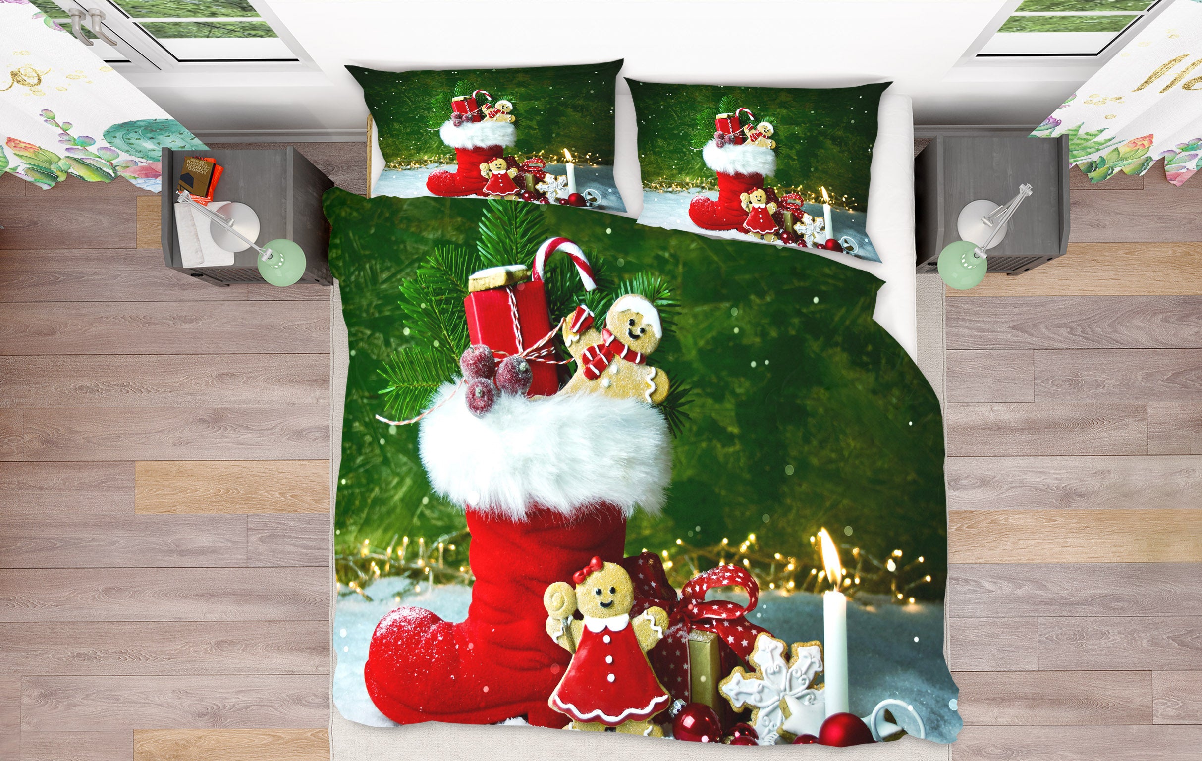 3D Socks Gift 53034 Christmas Quilt Duvet Cover Xmas Bed Pillowcases