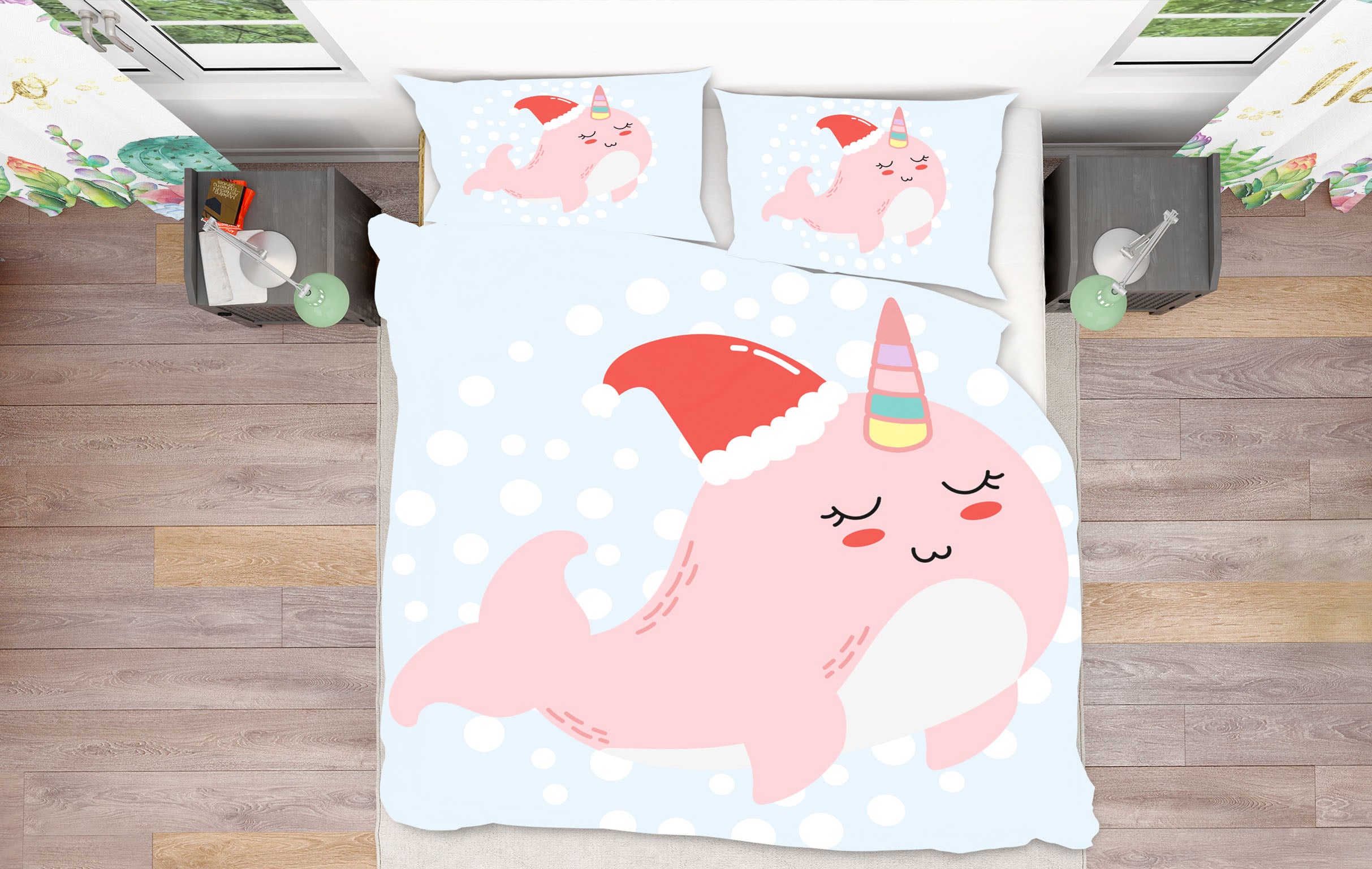 3D Pink Whale 64018 Bed Pillowcases Quilt