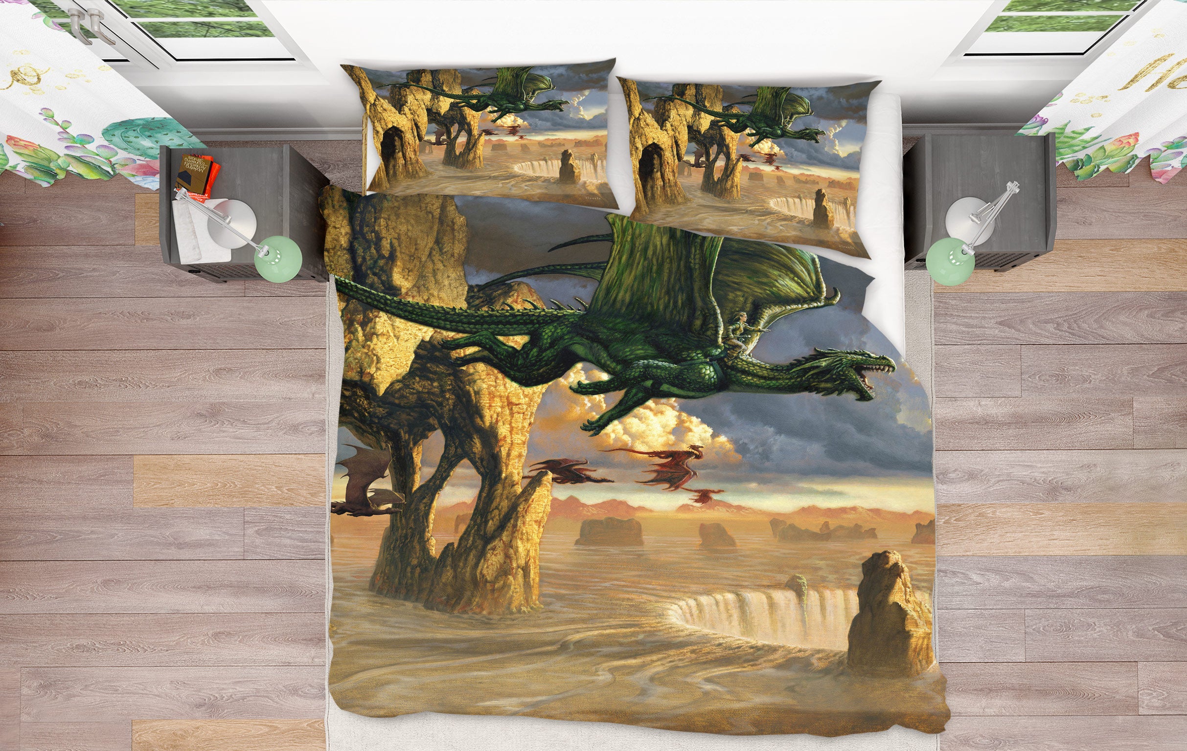 3D Rock Dragon 7021 Ciruelo Bedding Bed Pillowcases Quilt