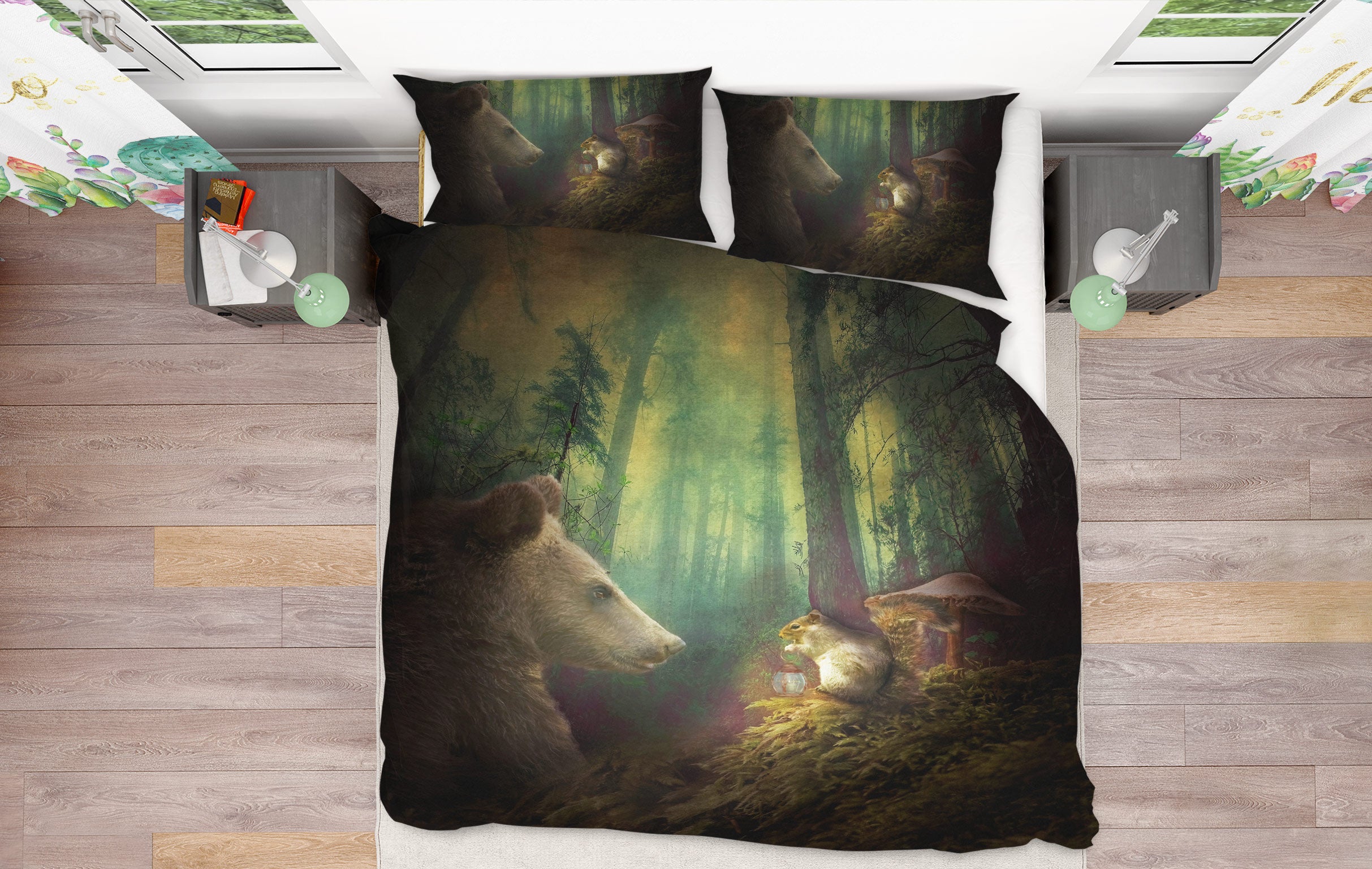 3D Forest Bear Mouse 8575 Beth Sheridan Bedding Bed Pillowcases Quilt