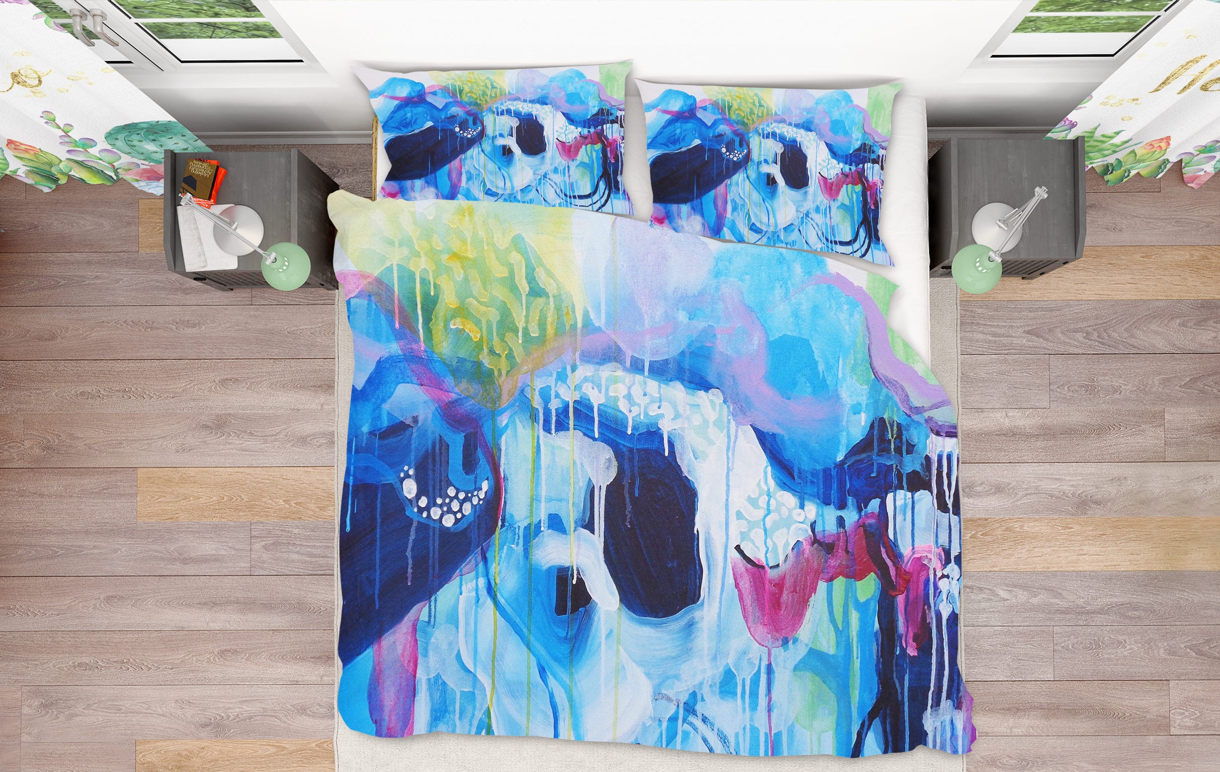 3D Blue Watercolor 1129 Misako Chida Bedding Bed Pillowcases Quilt